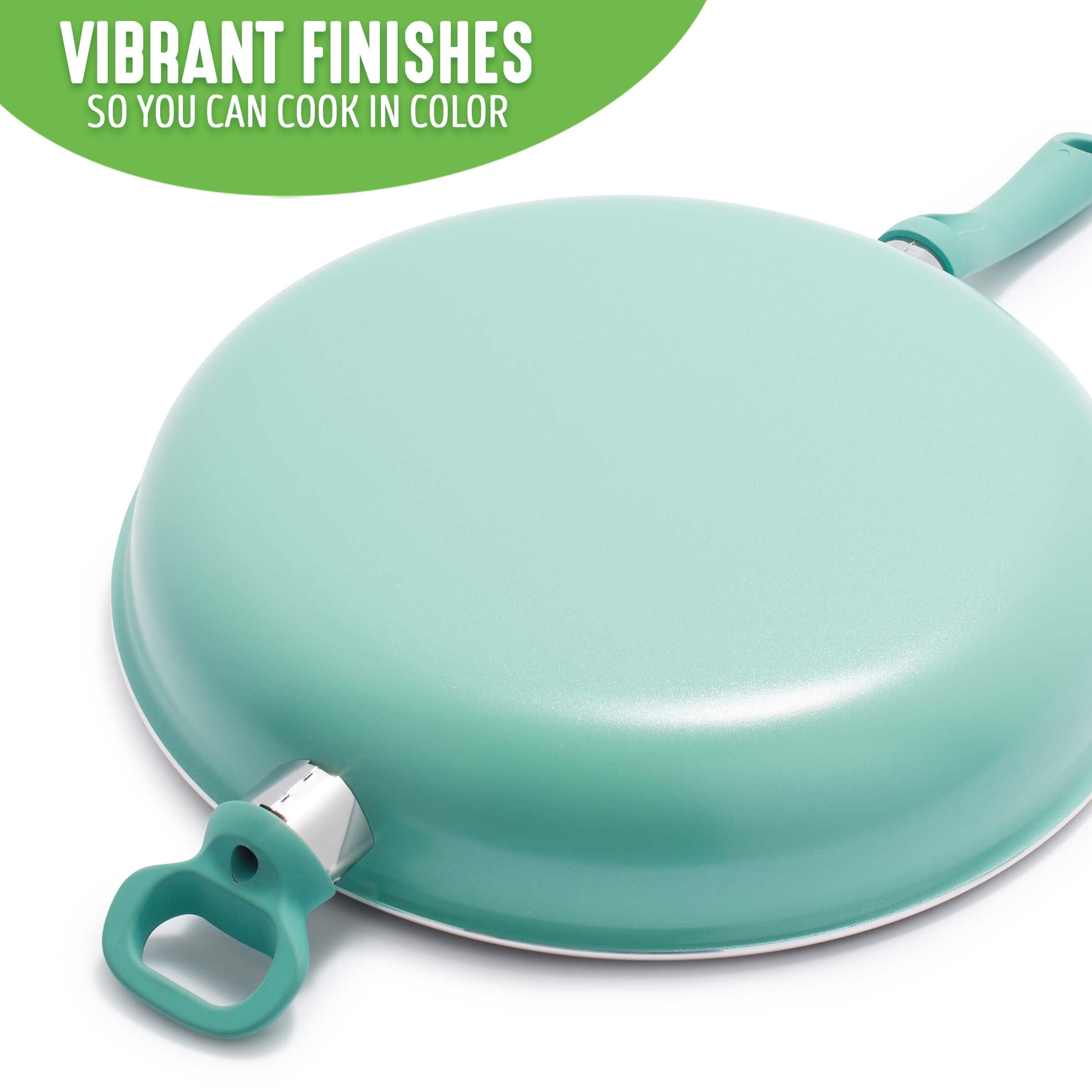 Greenlife Soft Grip Diamond Healthy Ceramic Nonstick, 13'' Frying Pan Skillet With Helper Handle, Pfas-Free, Dishwasher Safe, Tu