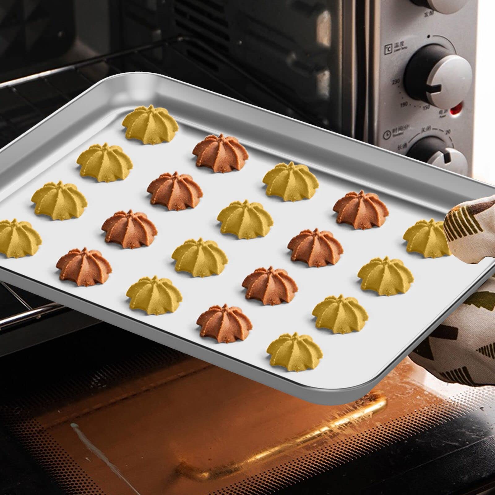 Wildone Baking Sheet Set Of 2 - Stainless Steel Cookie Sheet Baking Pan, Size 9 X 7 X 1 Inch, Non Toxic & Heavy Duty & Mirror Fi