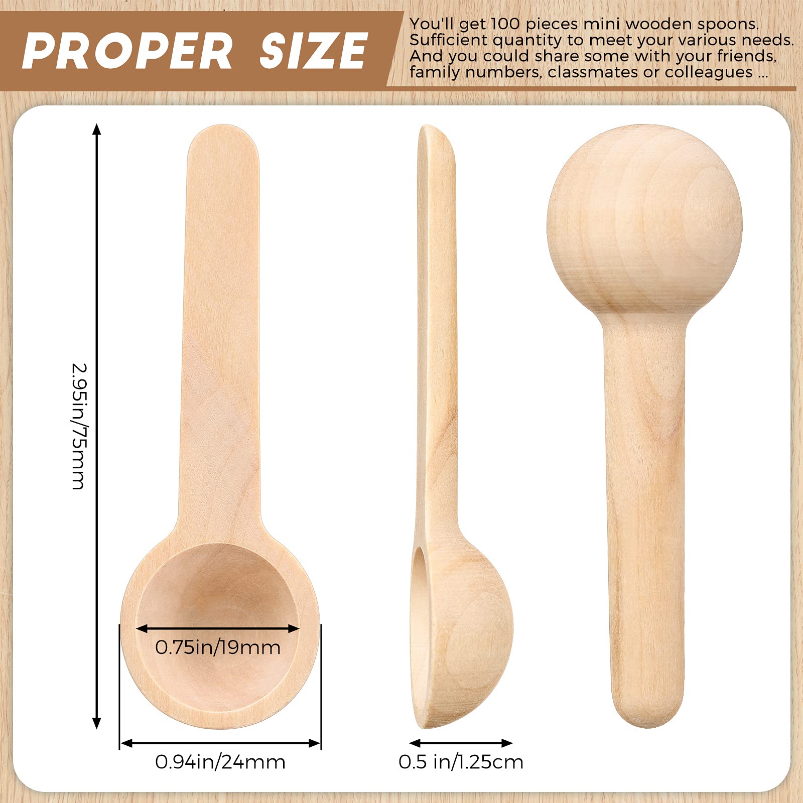 Patelai Mini Wooden Spoons Small Wooden Spoons Condiments Spoons Bulk Tiny Spice Jars Spoons For Coffee Condiment Honey Teas Sug