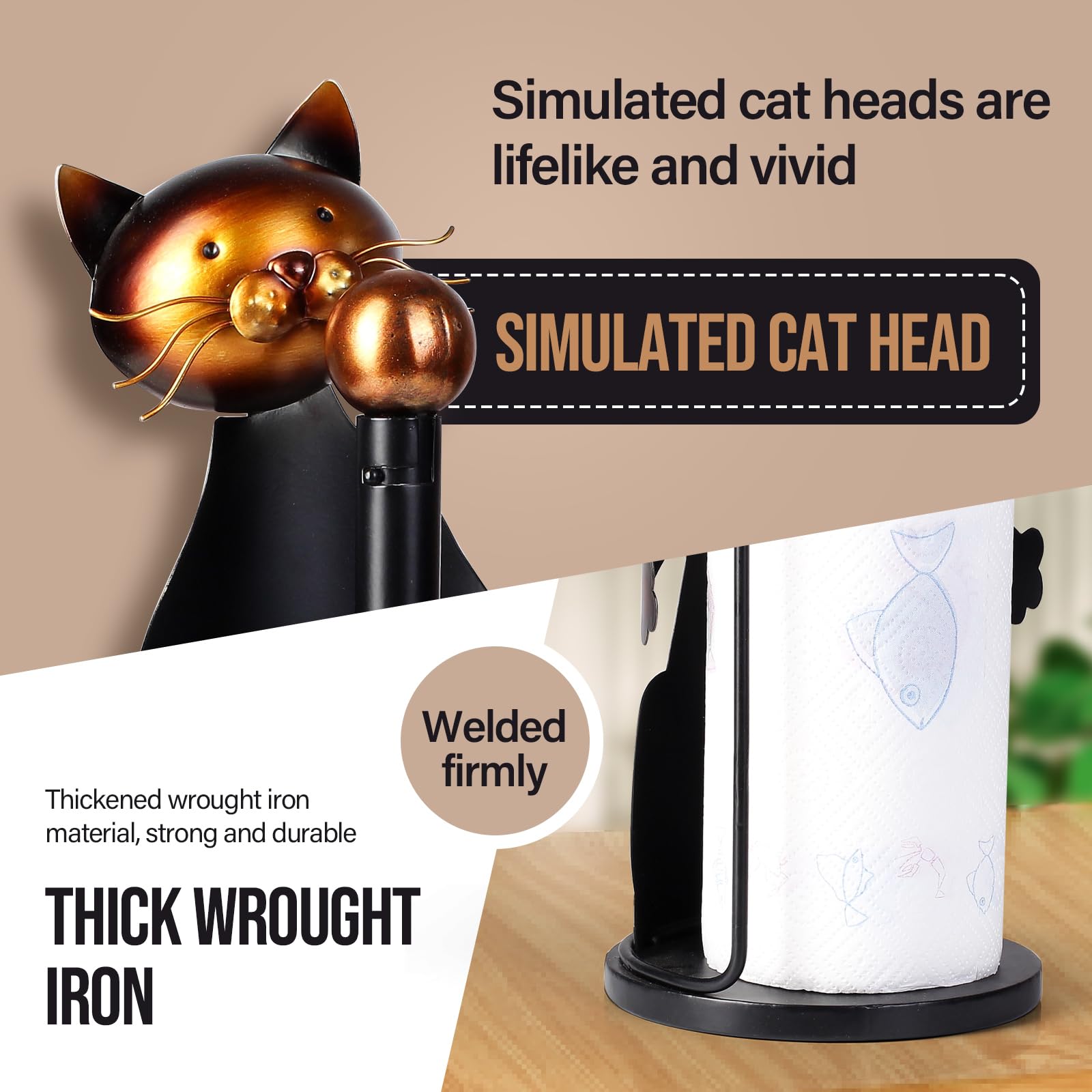 Cat Paper Towel Holder Countertop, Farmhouse Paper Towel Holder Stand For Kitchen Roll Organize,Paper Towel Holder For Kitchen D