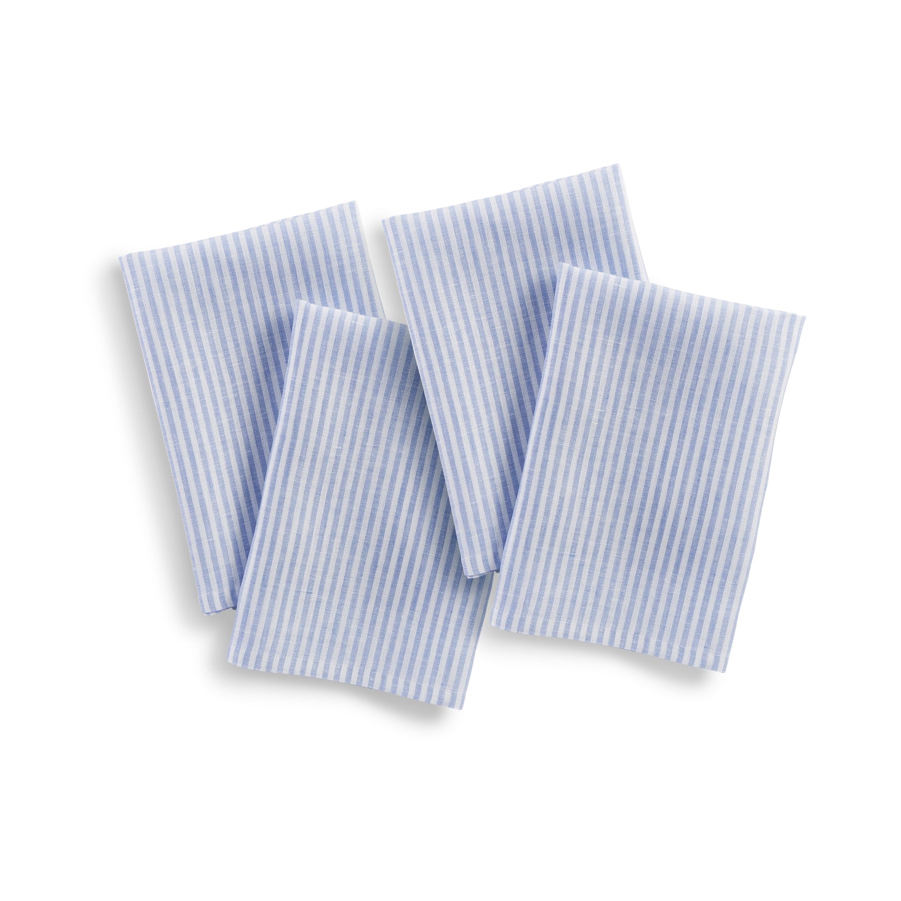 Solino Home Stripe Linen Dinner Napkins 20 X 20 Inch - 100% Pure Linen Cornflower Blue And White Cloth Napkins Set Of 4 For Spri