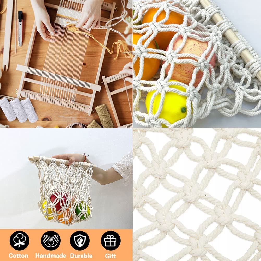 Anptght Cotton Fruit Basket With 5 Hooks, 10-20 Fruits Capacity, Under Cabinet Storage