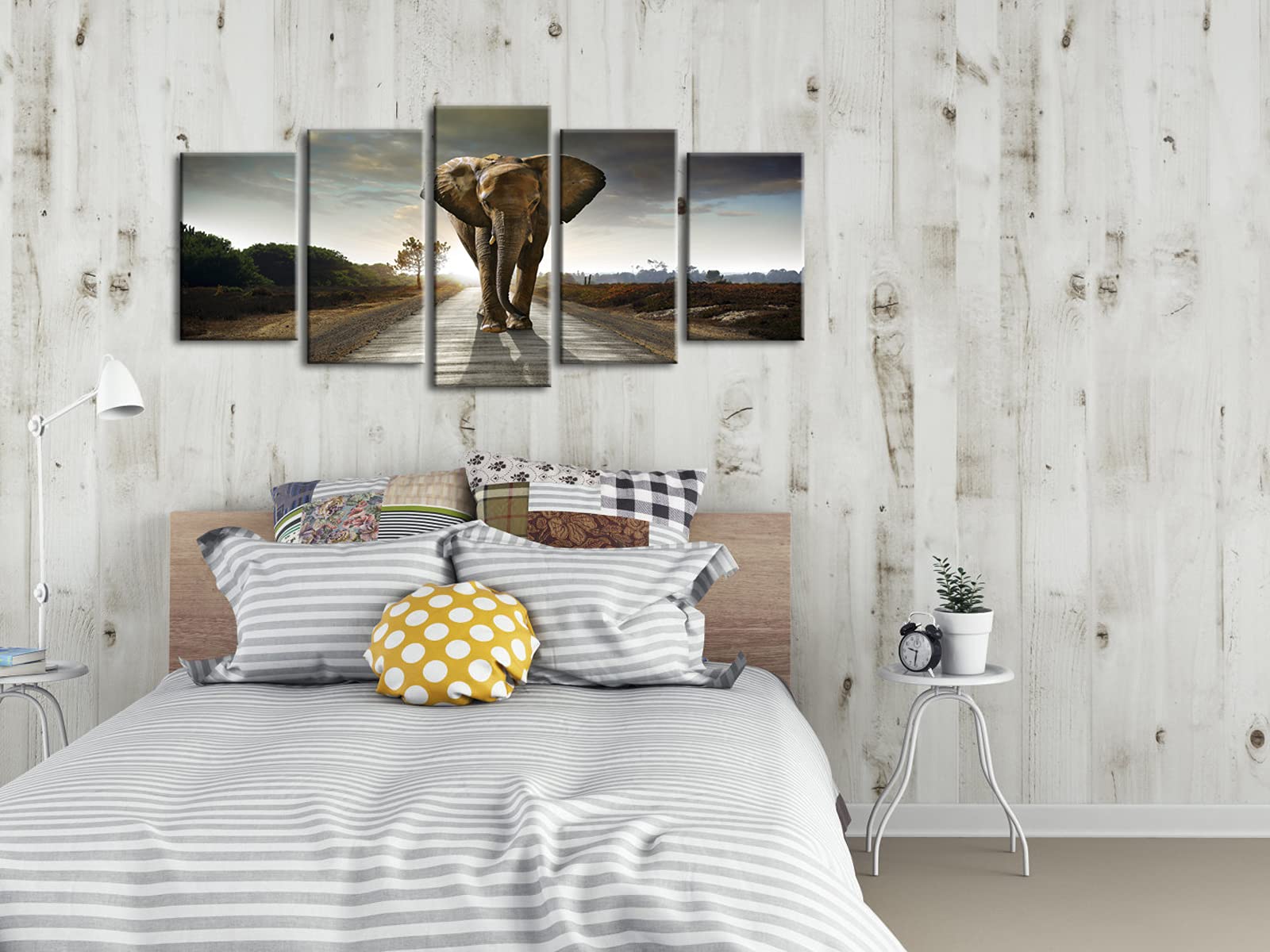 Wieco Art Elephant Canvas Prints Wall Art Animals Pictures To Photo Paintings Decor For Living Room Bedroom Home Decorations 5 P