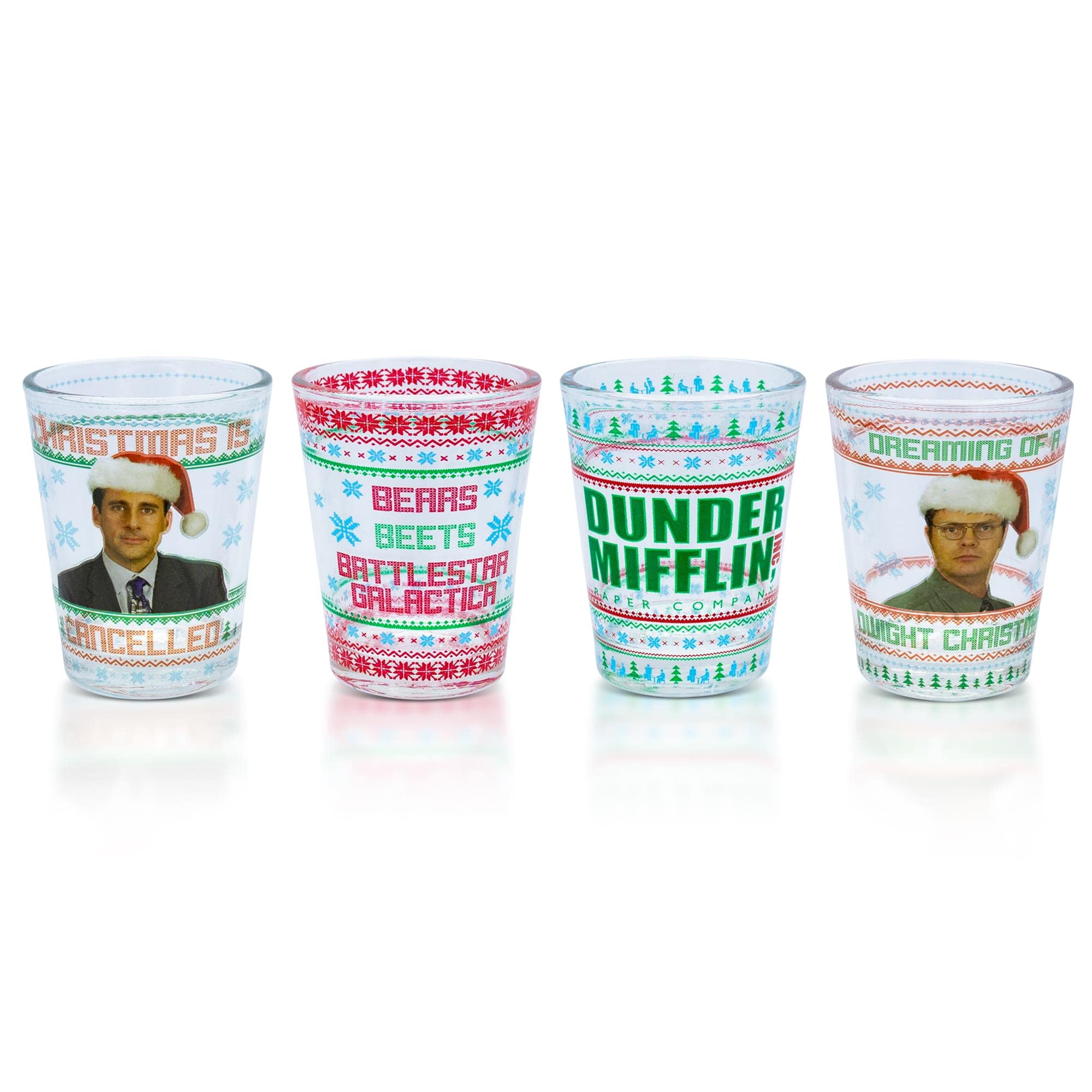 The Office Dunder Mifflin Holiday 2-Ounce Mini Shot Glasses  Set Of 4