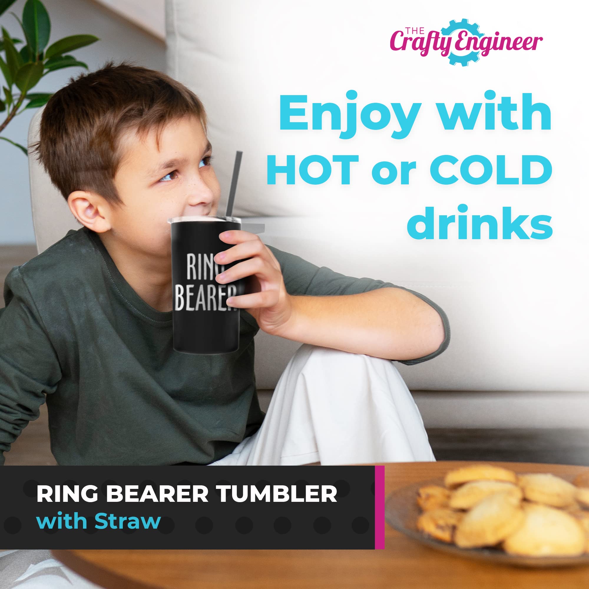The Crafty Engineer Ring Bearer Tumbler With Straw - Unique Ring Bearer Proposal Gift - Ideal Ring Bearer Gift For Little Boys -