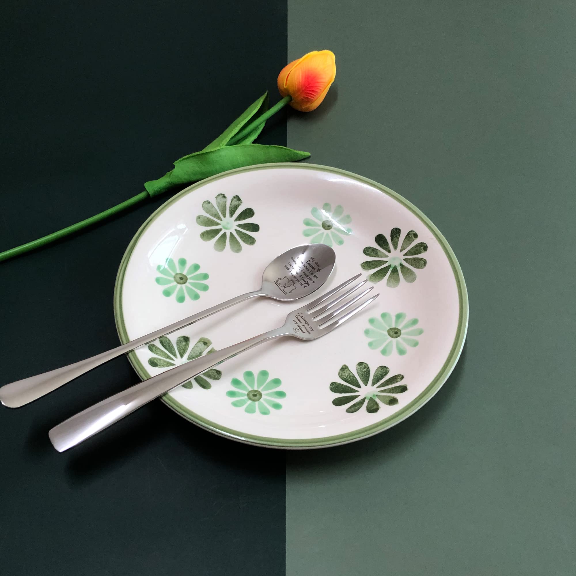 Cousin To Cousin Soup Fork And Spoon Set Inspirational Birthday Gift Coffee Dinner Spoons Ice Cream Dessert Cake Forks Graduatio