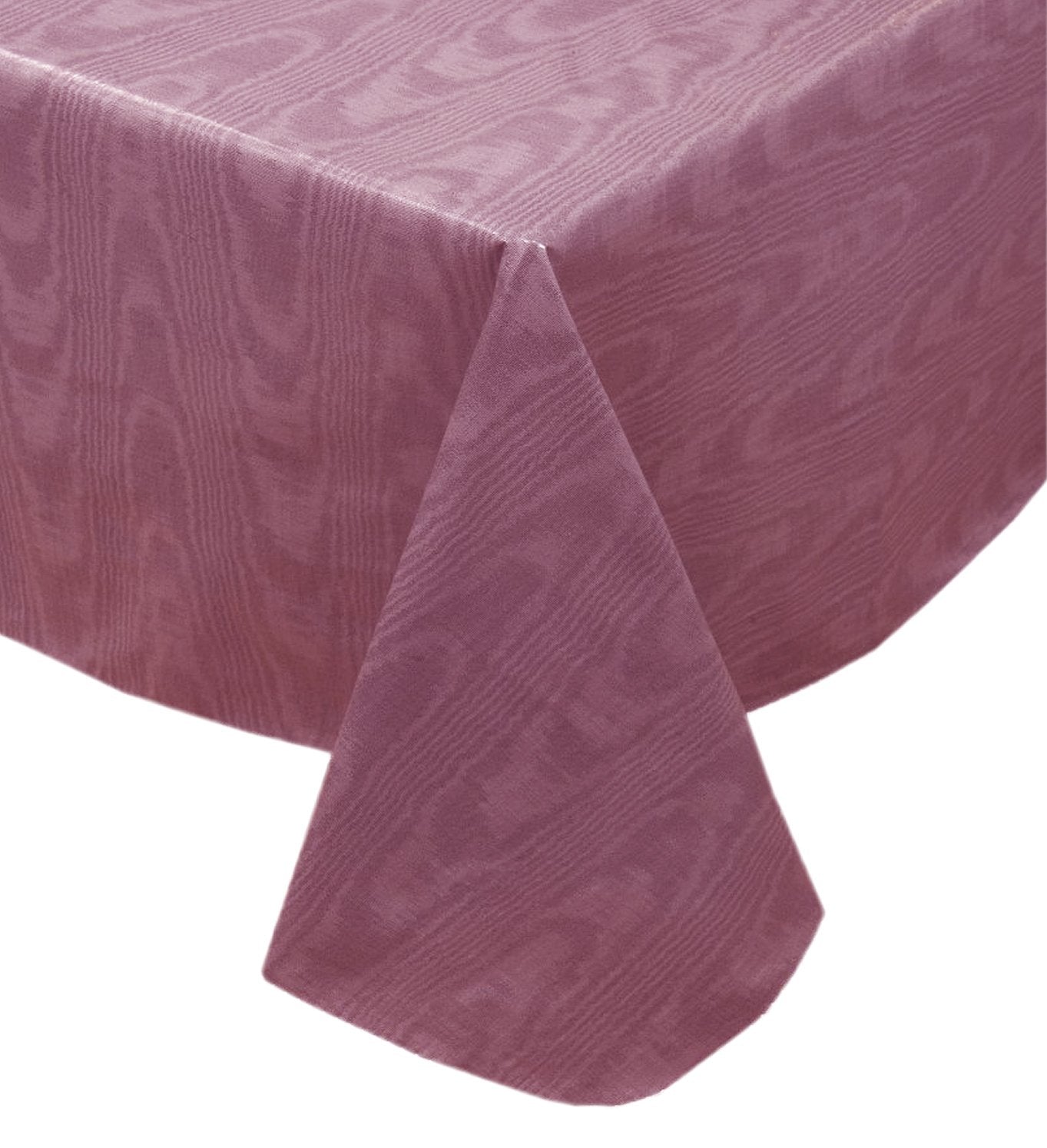 Newbridge Burgundy Moire Wavy Solid Color Print Heavy Weight Vinyl Flannel Backed Tablecloth, Indoor/Outdoor Vinyl Tablecloth wi