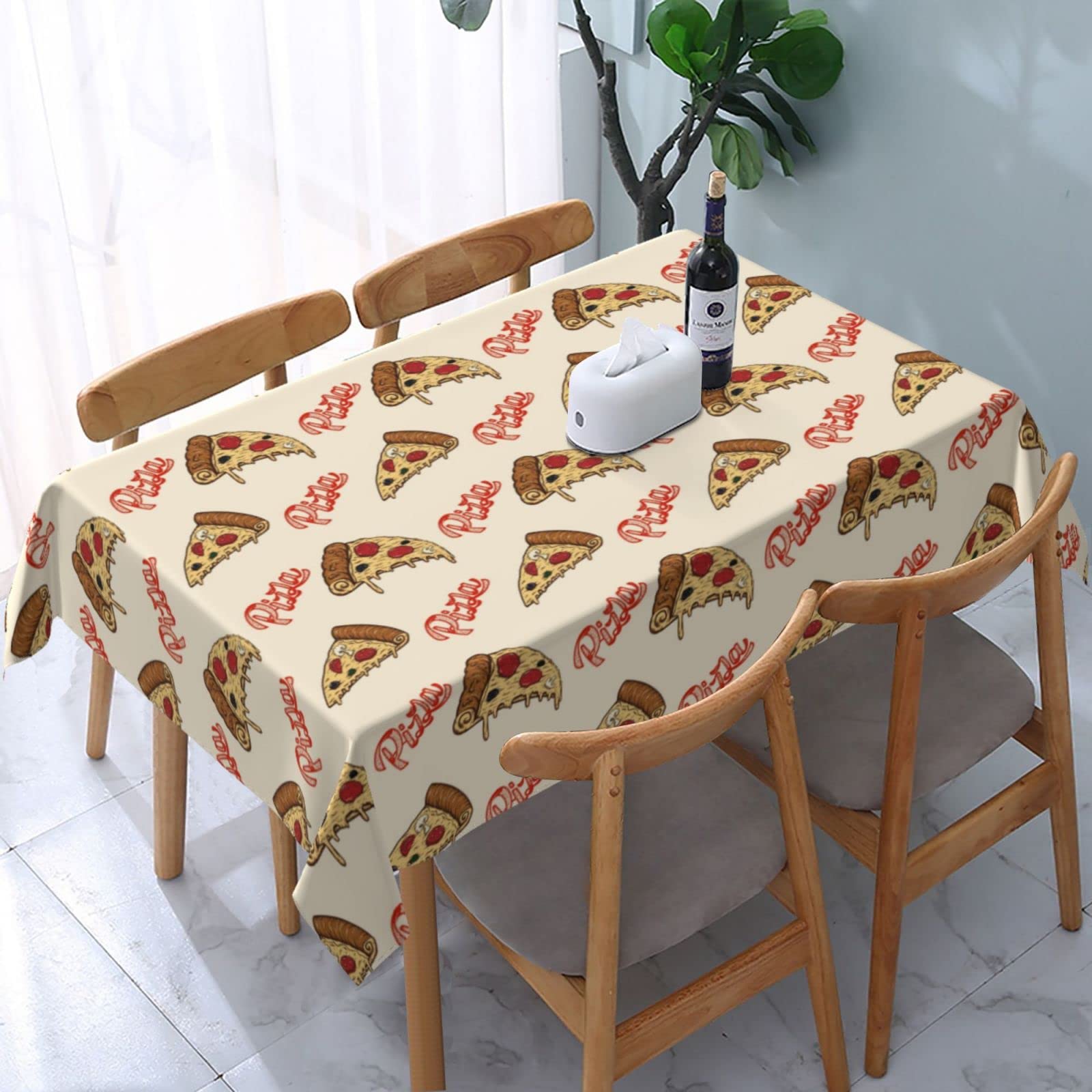 Cute Pizza Food Waterproof Tablecloth For Kitchen Dinning Room Decor Picnic Birthday Party,Funny Table Cloth Outdoor Indoor Tabl