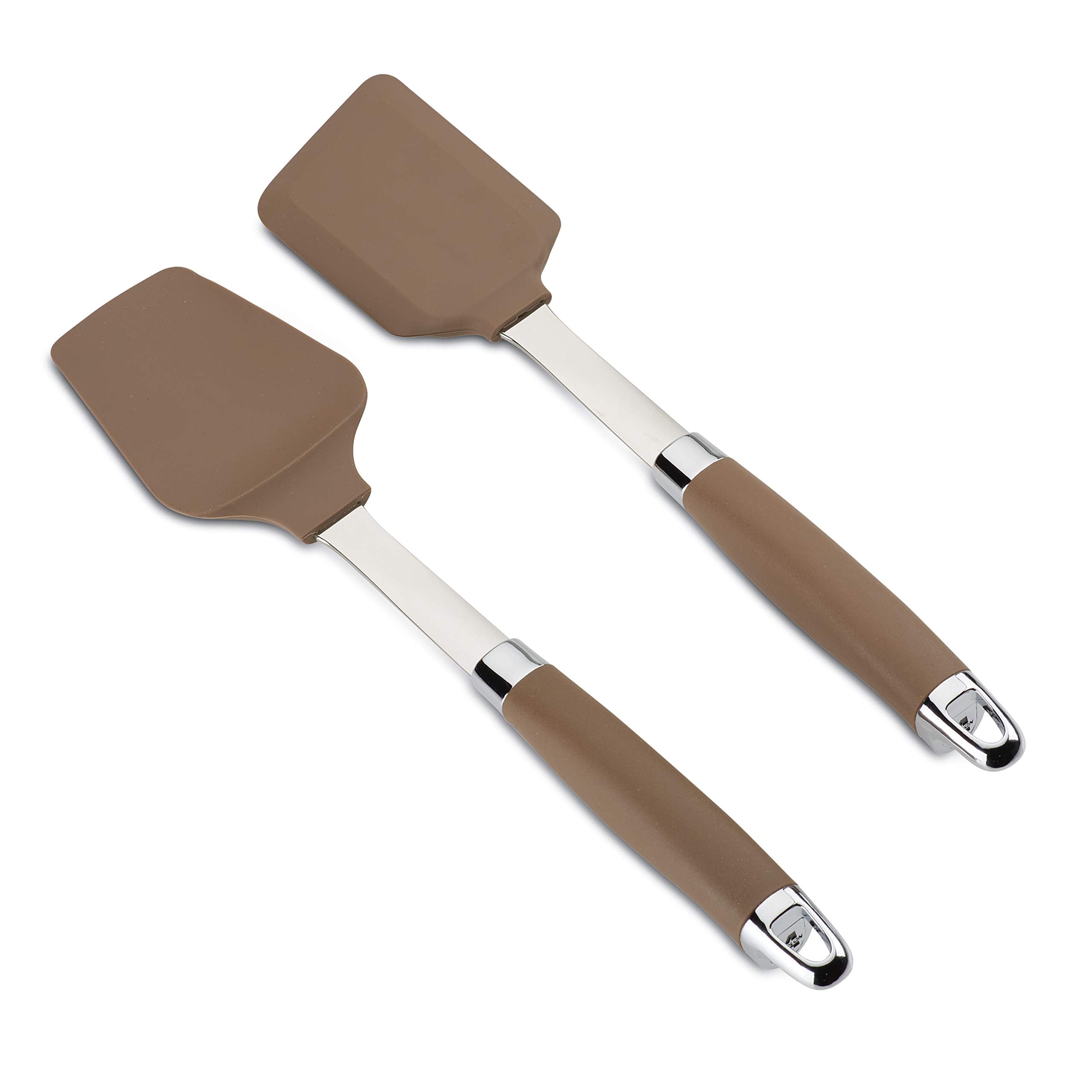 Anolon Suregrip Nonstick Silicone Spatula And Spoonula Set/Cooking Utensils, 2 Piece, Bronze