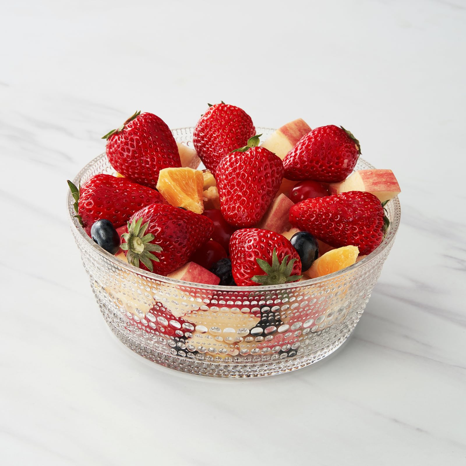Khen Hobnail Glass Bowl Clear Vintage Style Textured Borosilicate - 10 Inch
