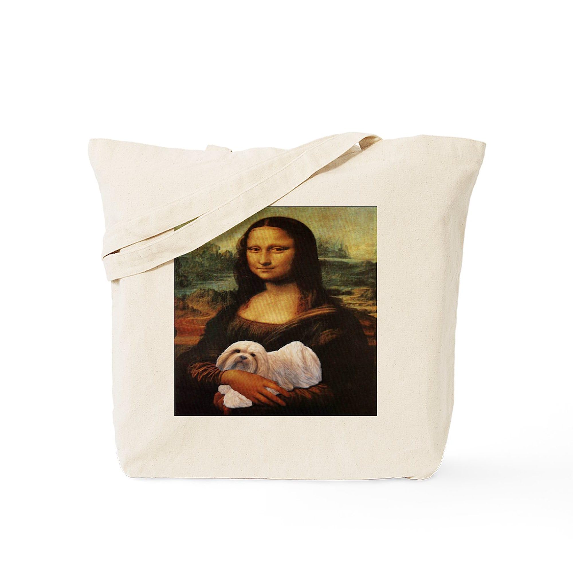 Cafepress Mona Lisa Lhasa! Tote Bag Natural Canvas Tote Bag, Reusable Shopping Bag