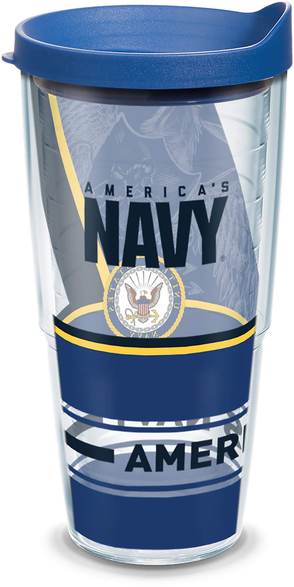 Tervis Navy Forever Proud Made in USA Double Walled Insulated Tumbler Travel Cup Keeps Drinks Cold & Hot, 24oz, Classic
