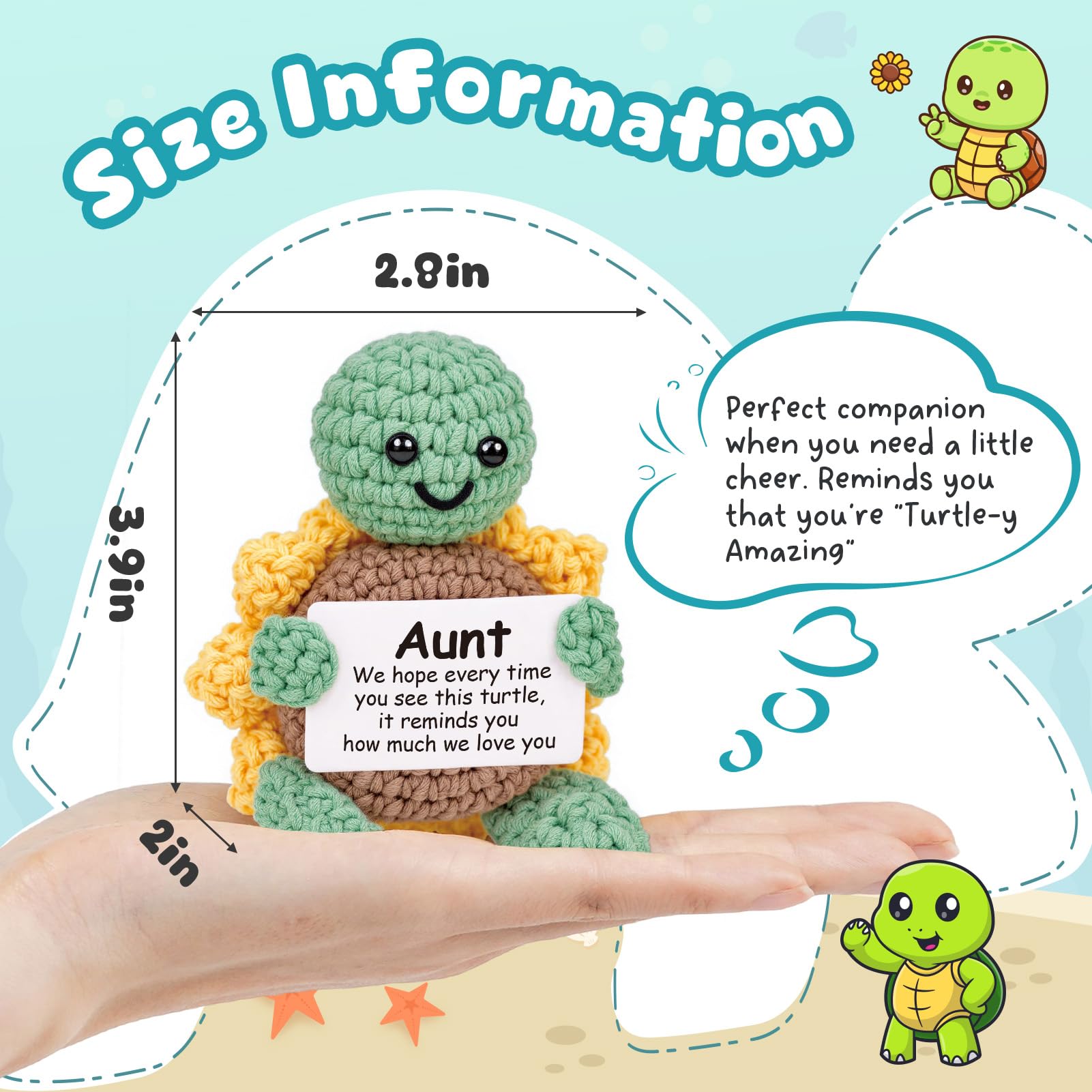 Glydein Wife Anniversary Birthday Gift Ideas, Positive Handmade Crochet Sunflower Turtle Decor, Wedding Valentines for Wife Wome