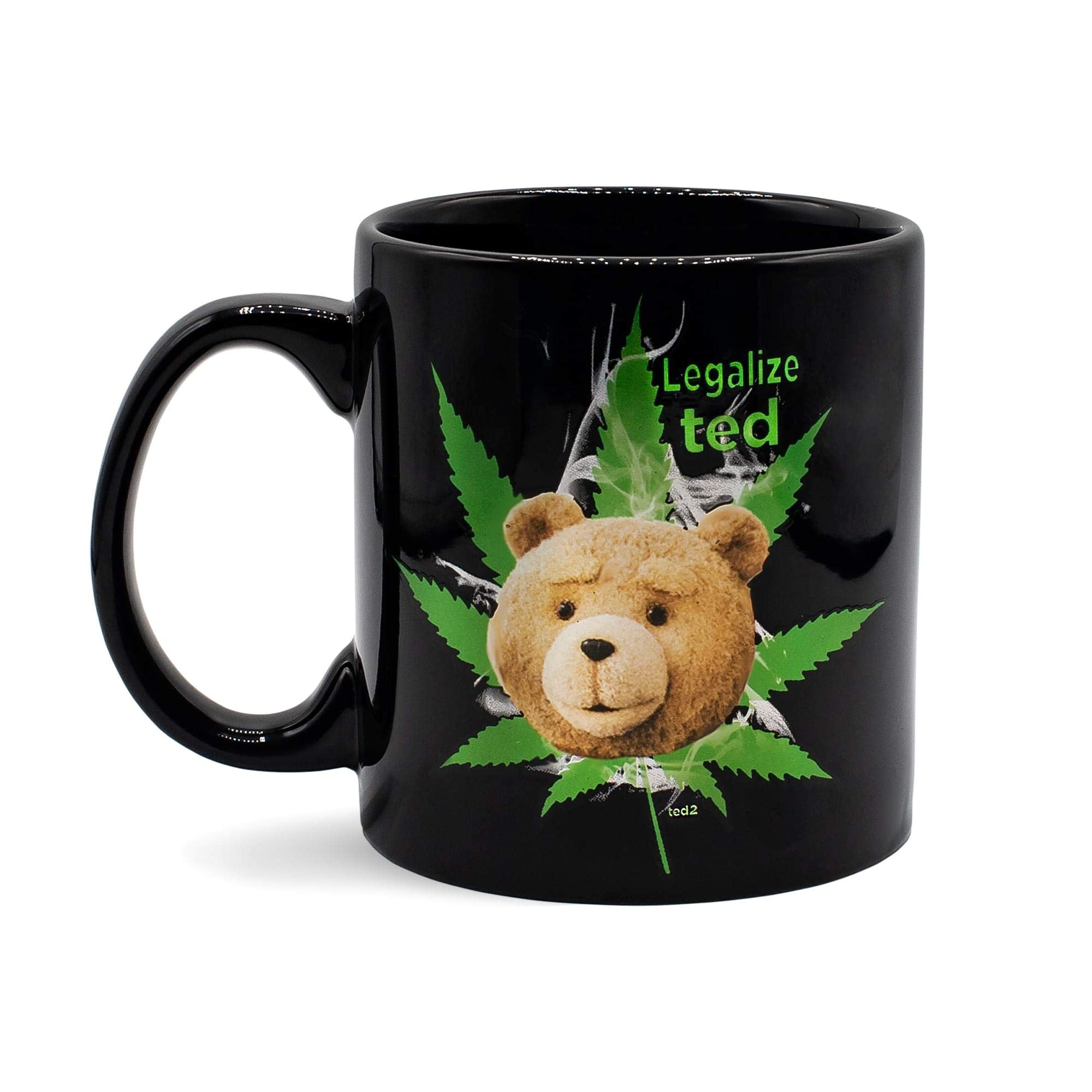 JUST FUNKY Ted OFFICIAL Legalize Ted PREMIUM Foil-Printed Ceramic Coffee Mug, 12oz Black