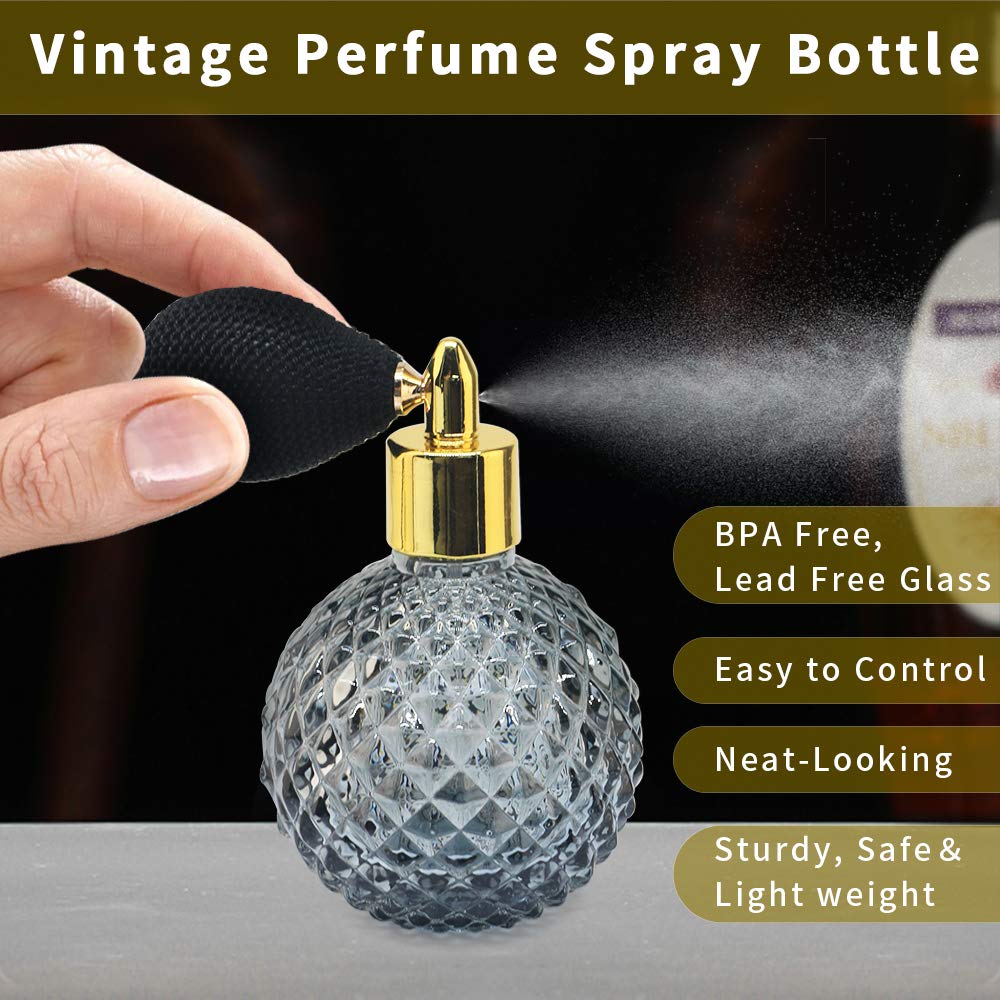 Linall Perfume Atomizer Spray Bottle 3.4Oz / 100Ml - Vintage Refillable Glass Bottle - Spbt0003 (3 Pcs)