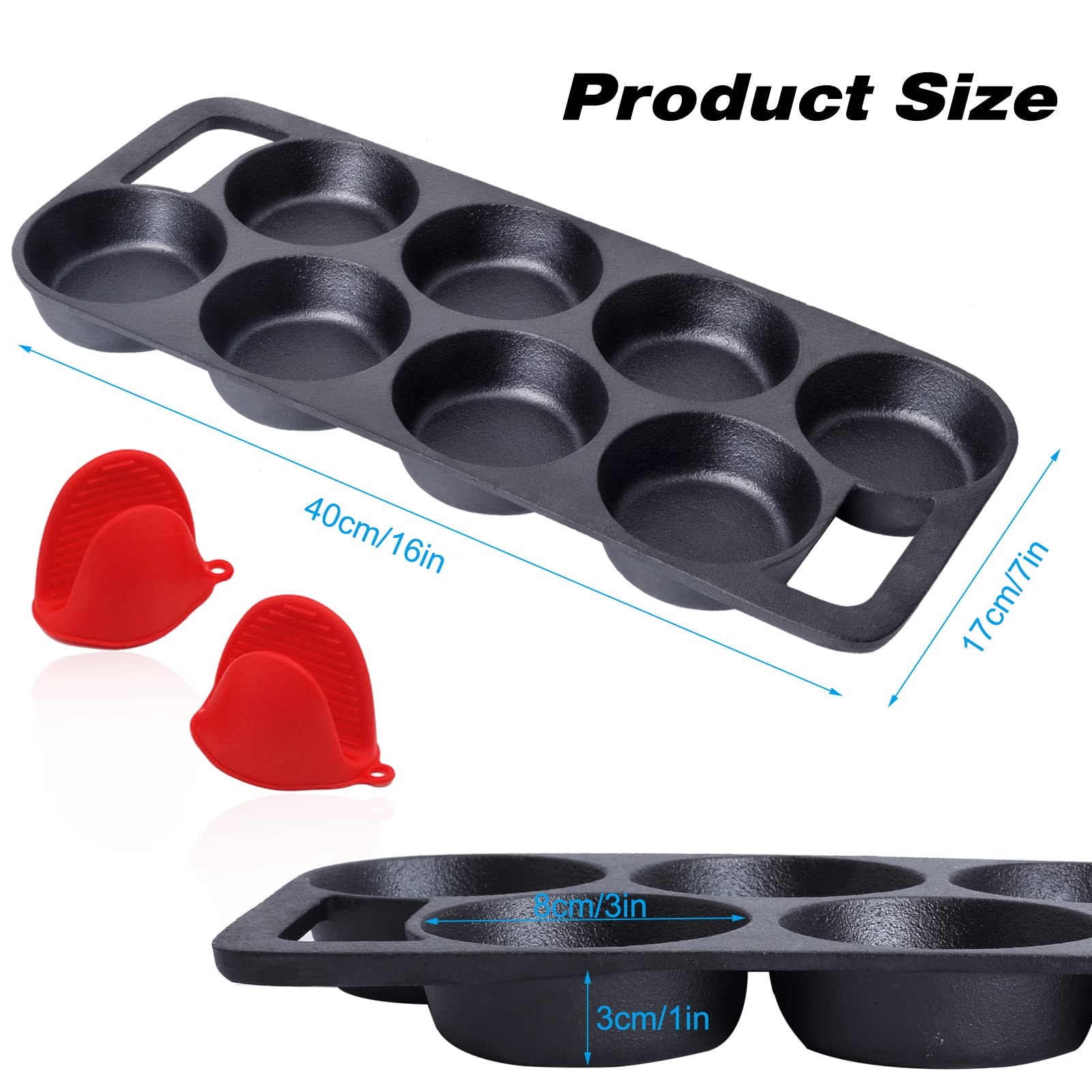Yoloplus+ Pre-Seasoned Cast Iron Cake Pan Mini Cake Pan Cast Iron Biscuit Pan, Cast Iron Cookware For Biscuits, Muffins, And Sco