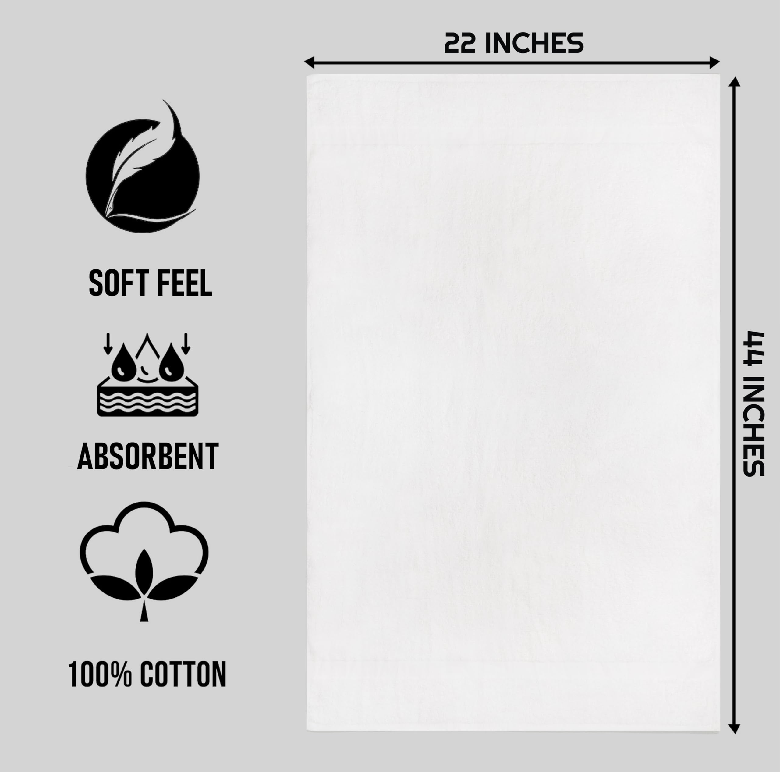 Zuperia White Bath Towels Bulk 12 Pack - 22 X 44 Inches, 100% Cotton Economy Light Weight Towels For Commercial Use - Quick Dry,