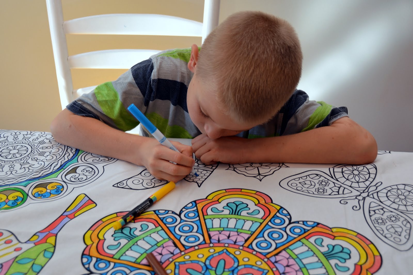 The Coloring Table - Mandala Design - Rectangle Tablecloth - Fabric Coloring Tablecloth - Colorable Designs - Washable And Reusa