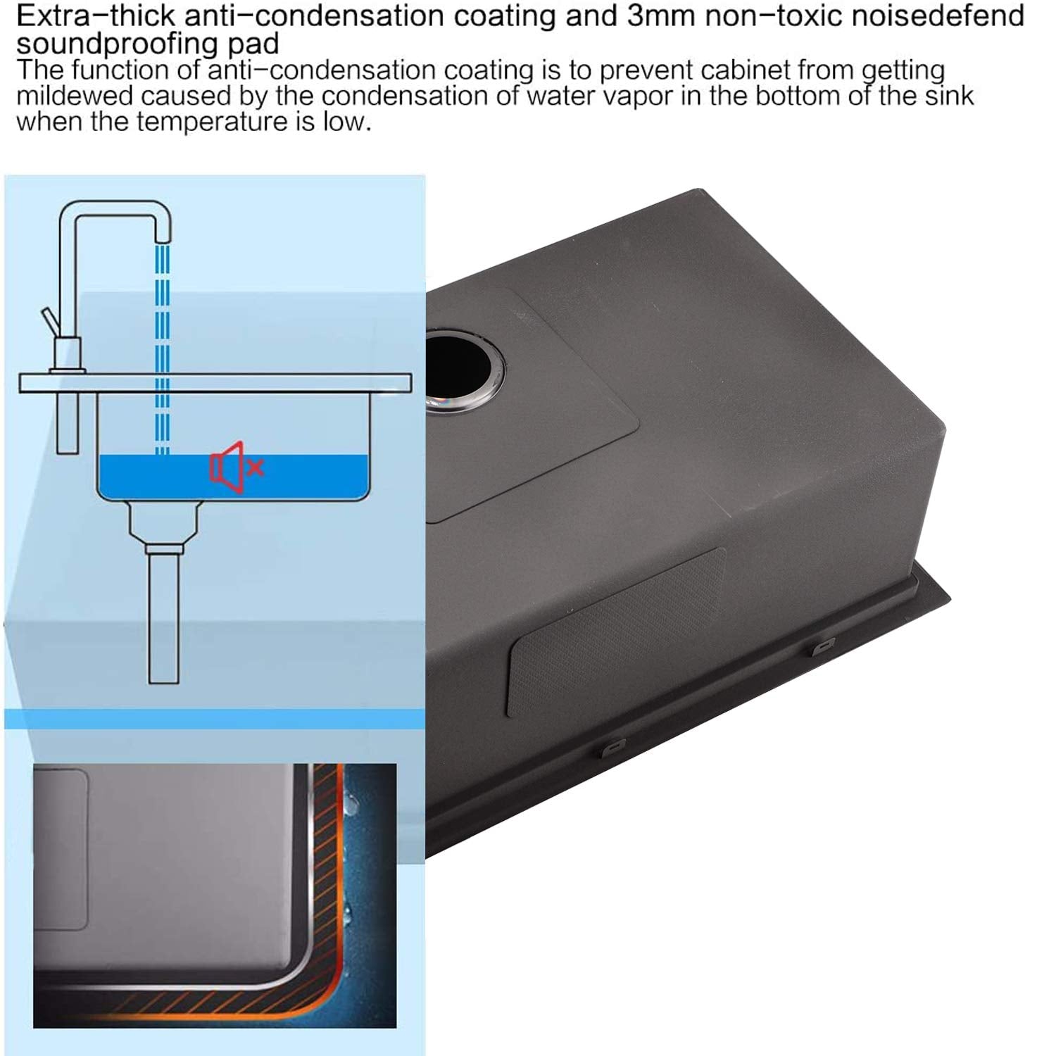 33 Inch Drop In Kitchen Sink Workstation Black - Vokim 33X22-Inch Drop In Sink 16 Gauge Black Stainless Steel Single Bowl Kitche