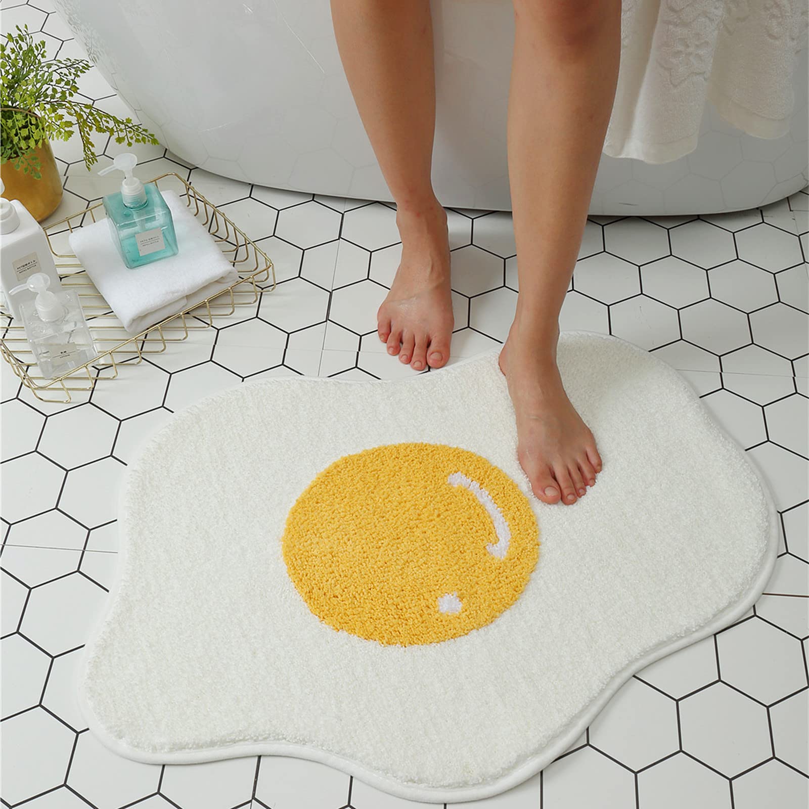 Ukeler Bathroom Rug 29.5''  21.6'' Soft Cute Egg Shape Bath Mat Non Slip Fluffy Floor Mat For Bathroom Kitchen Bedroom Decoratio