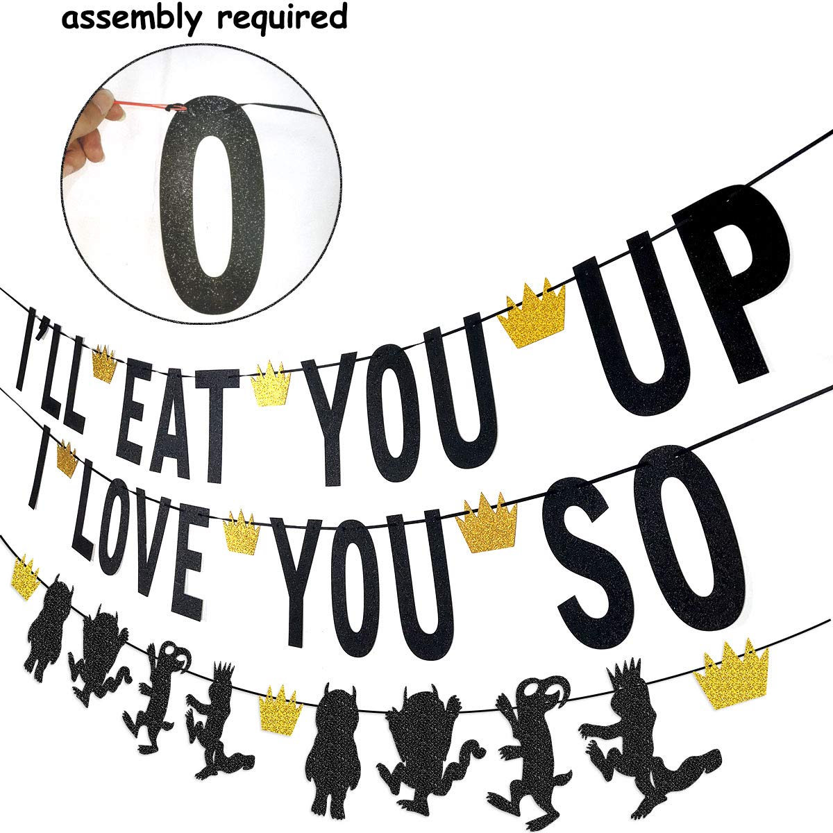 I'll Eat You Up I Love You So Banner Garland for Where The Wild Things are Birthday Party Wild one Birthday Photo Prop Decorations