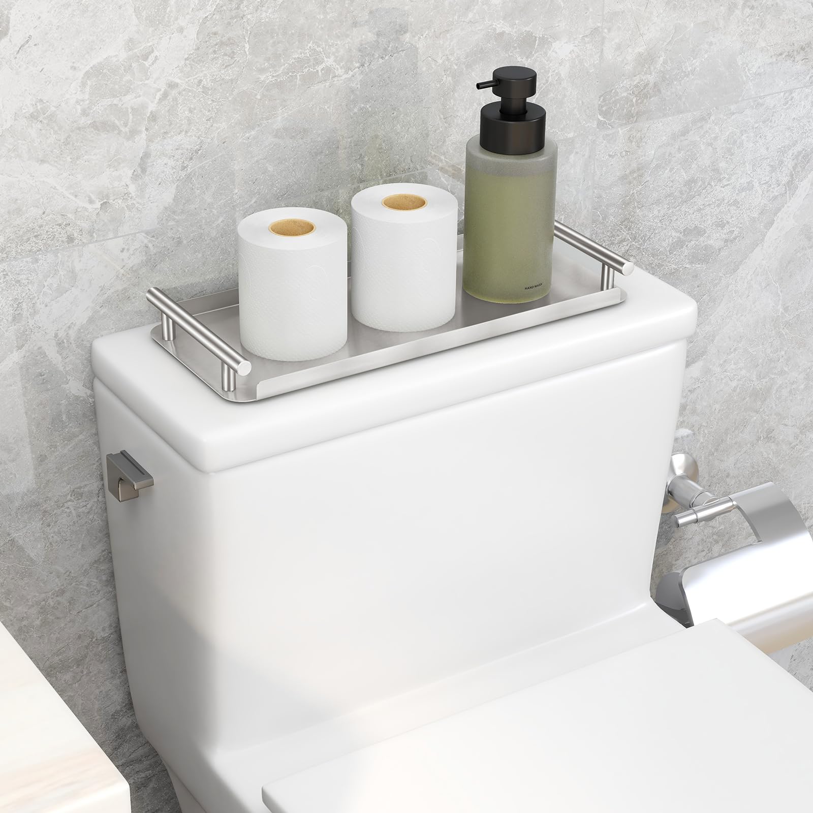 Toilet Paper Basket, Stainless Steel Toilet Tank Tray With Handle For Organizing - Toilet Paper Basket Storage For Toilet Tank,