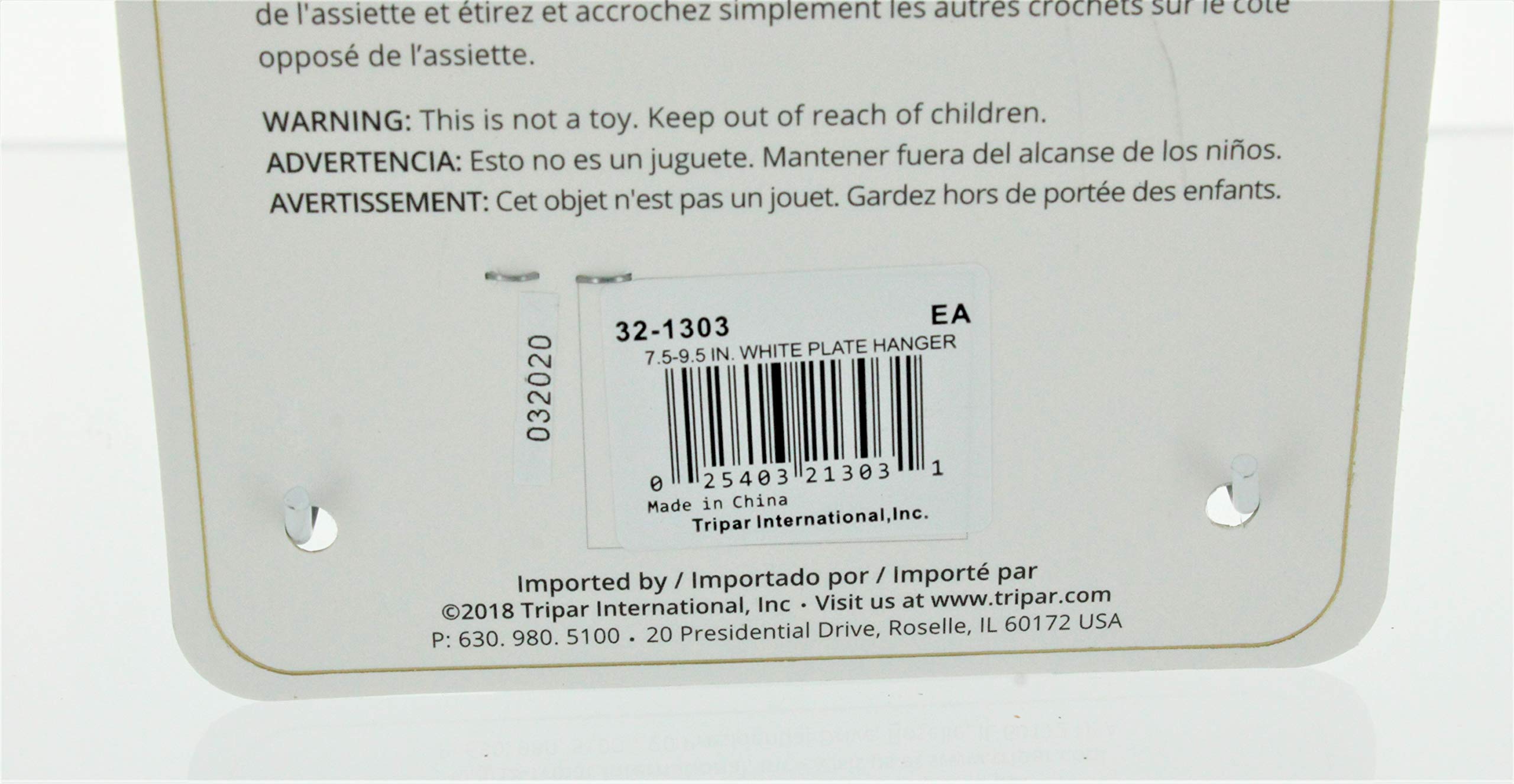 Tripar Wall Plate Hanger, White Wire (7.5-9.5 Inch) - Durable, Flexible Coils Conform To Most Plates - Holds Up To 2Lbs On Wall