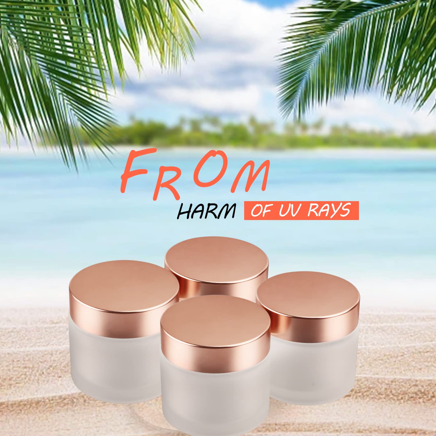 Usrommaner 4 Pack 2 Oz Frosted Glass Cream Jar,Empty Round Sample Jar Pot With Screw Lids&Inner Liner,Travel Storage Jar Contain