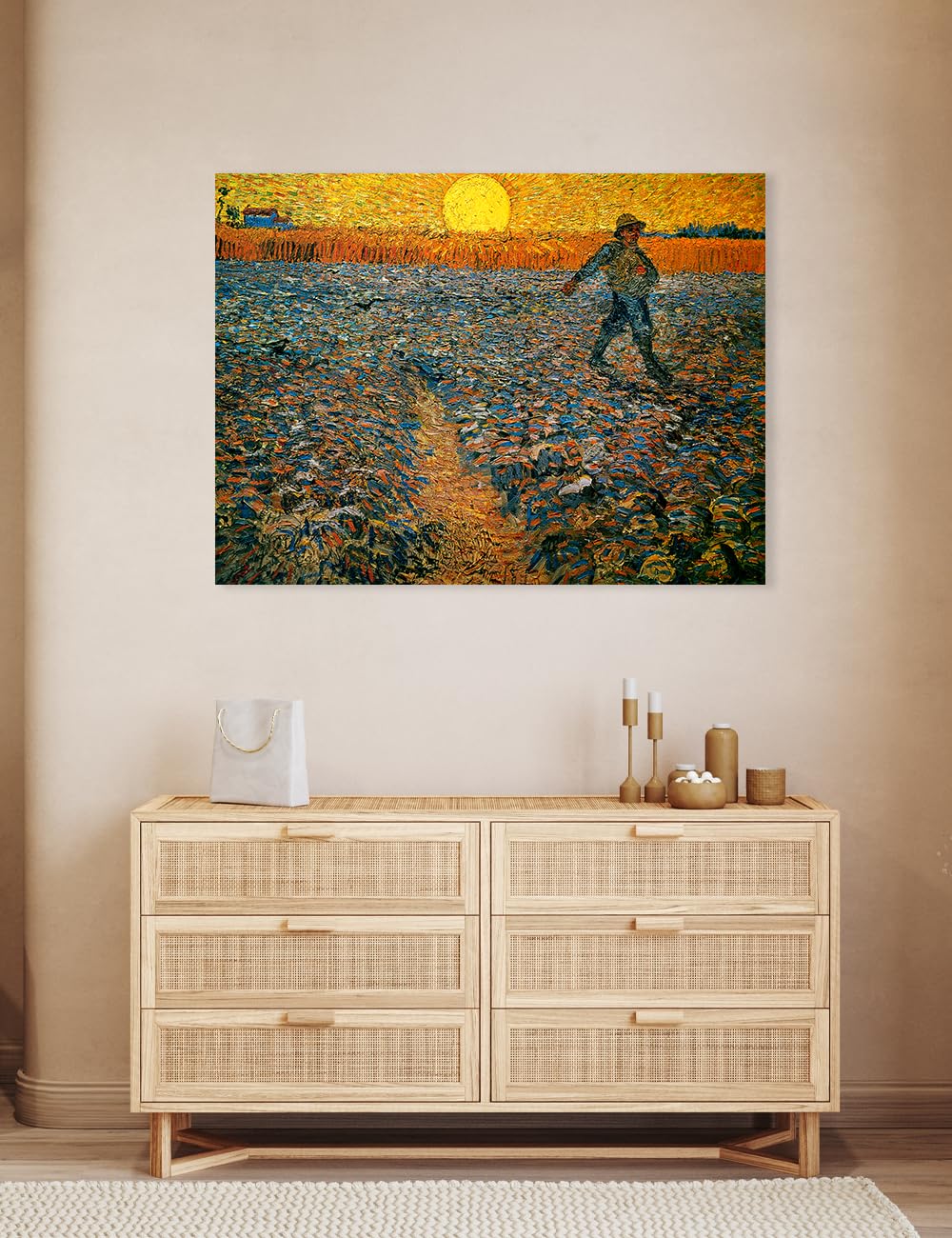 Decorarts - The Sower, Vincent Van Gogh Reproductions. Oversize Giclee Canvas Print Wall Art For Home Wall Decor. 40X30X1.5 In