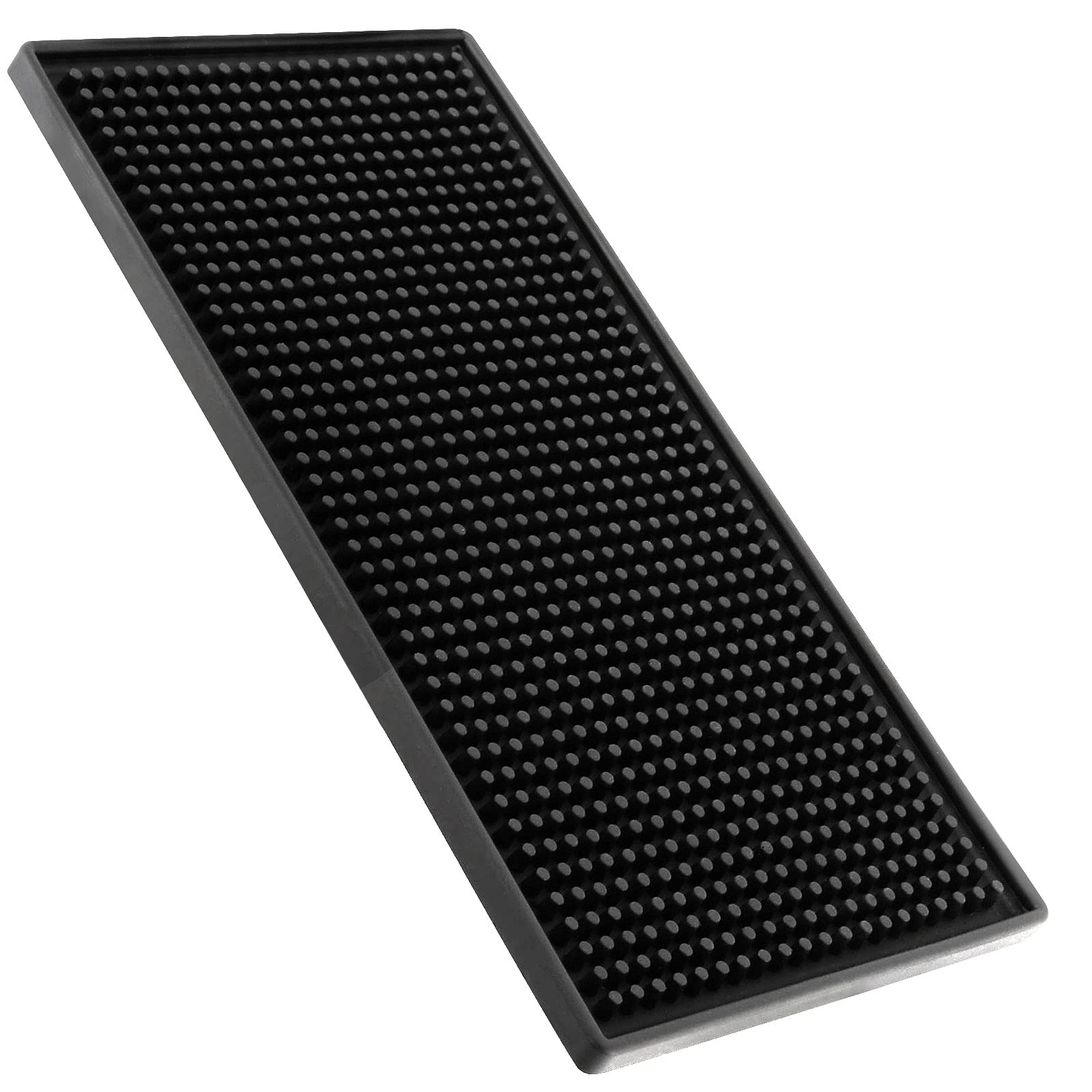 Seunmuk 6 Pcs 6 X 12 Inches Black Rubber Bar Mat, Bar Mats For Countertop Spills,Rubber Bar Service Mat Black Coasters For Drink