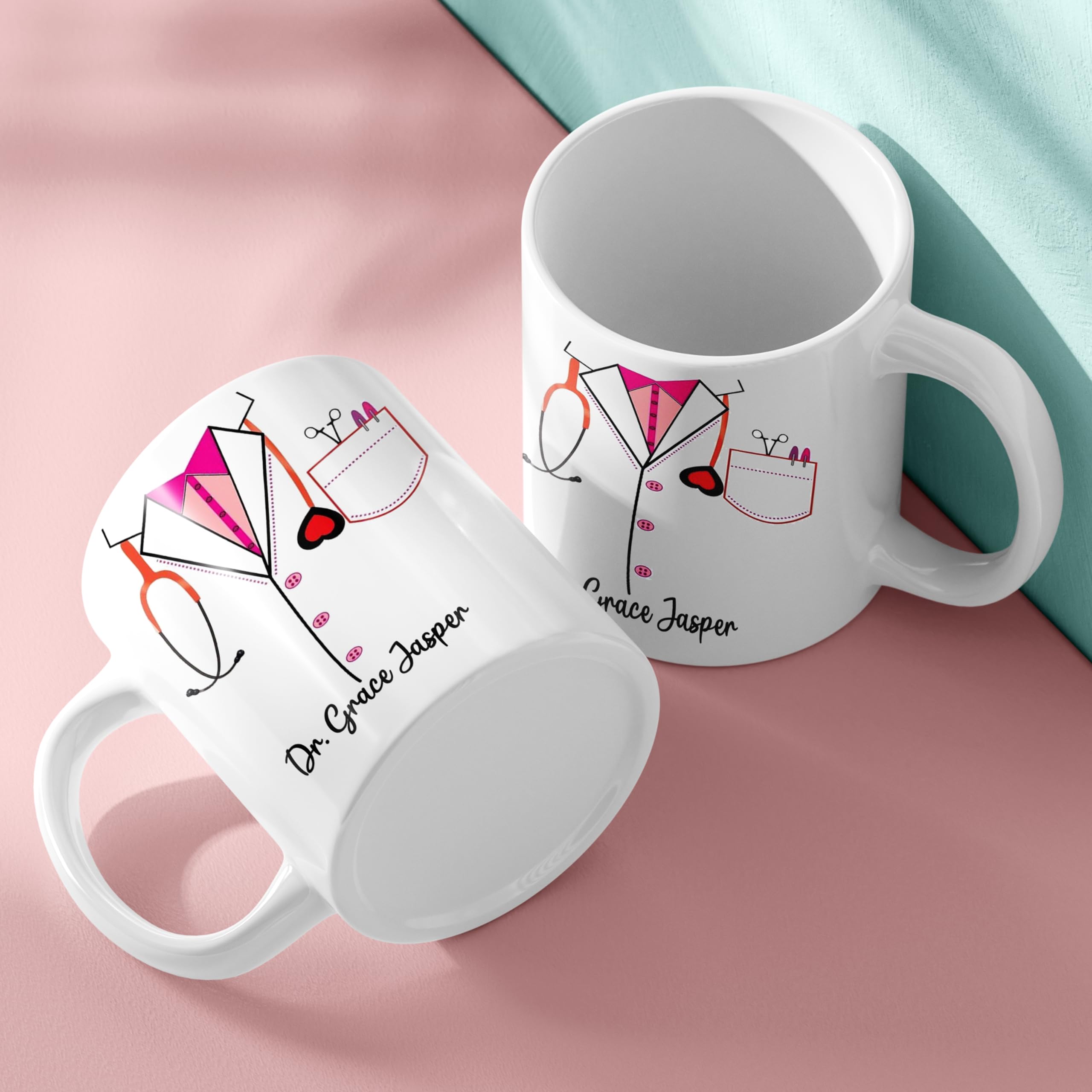 Personalized Doctor Coat Design With Your Customize Name Ceramic Coffee Mug (330Ml). For Doctors, Surgeons, Medico, Dr. & Medica