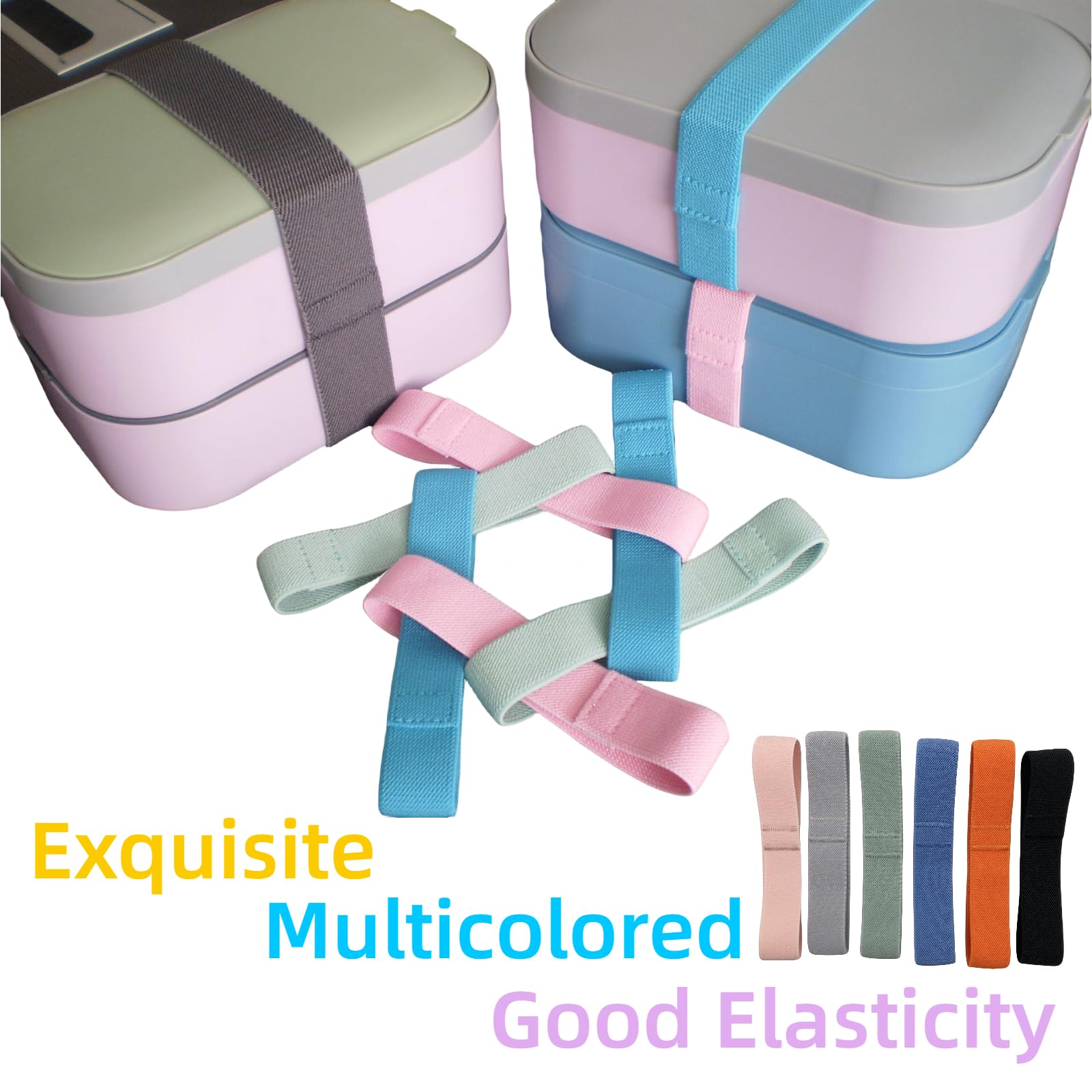 Hisilucky Bento Box Elastic Belt 12 Pcs Lunch Box Fixing Band Bento Box Band Replacement For Camping School Office (Multicolor),