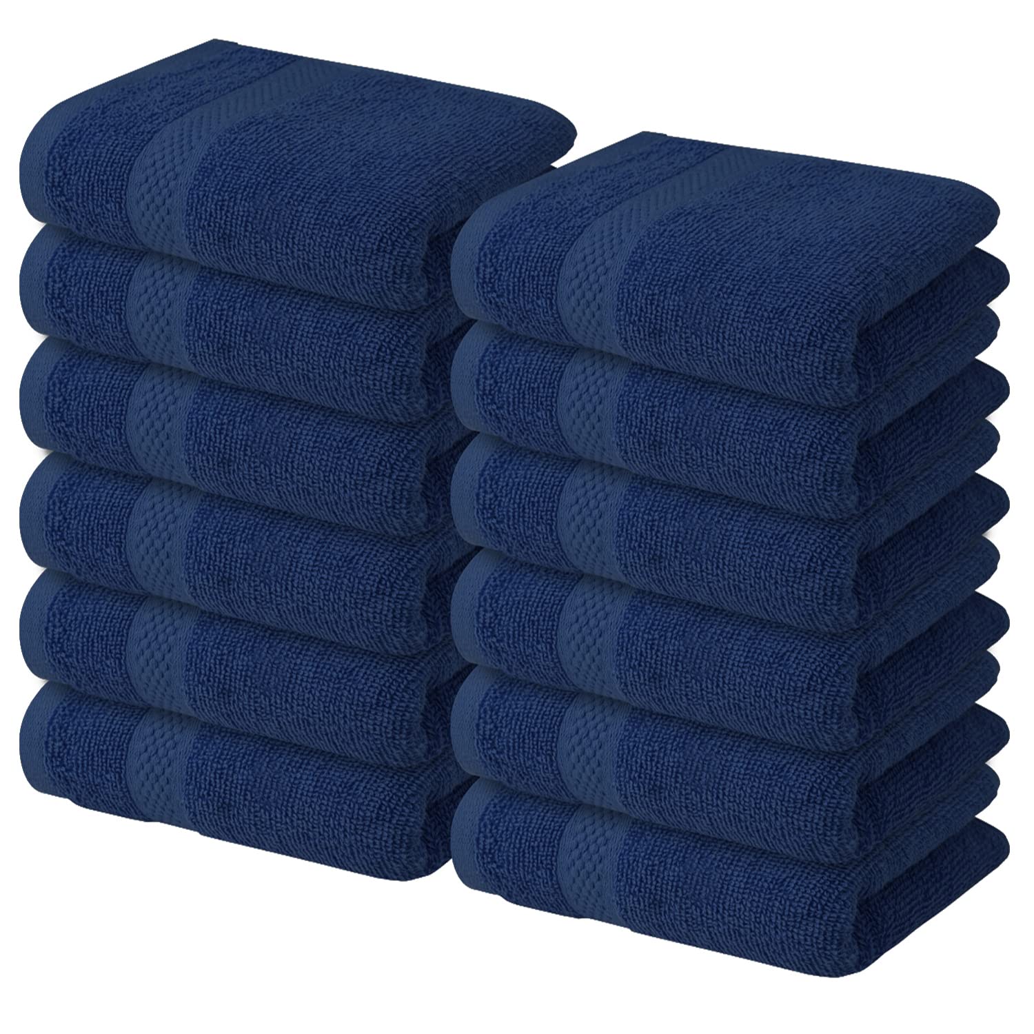 Infinitee Xclusives Premium Navy Blue Washcloths Set - Pack Of 12, 13X13 Inches 100 Cotton Wash Cloths For Your Body And Face To
