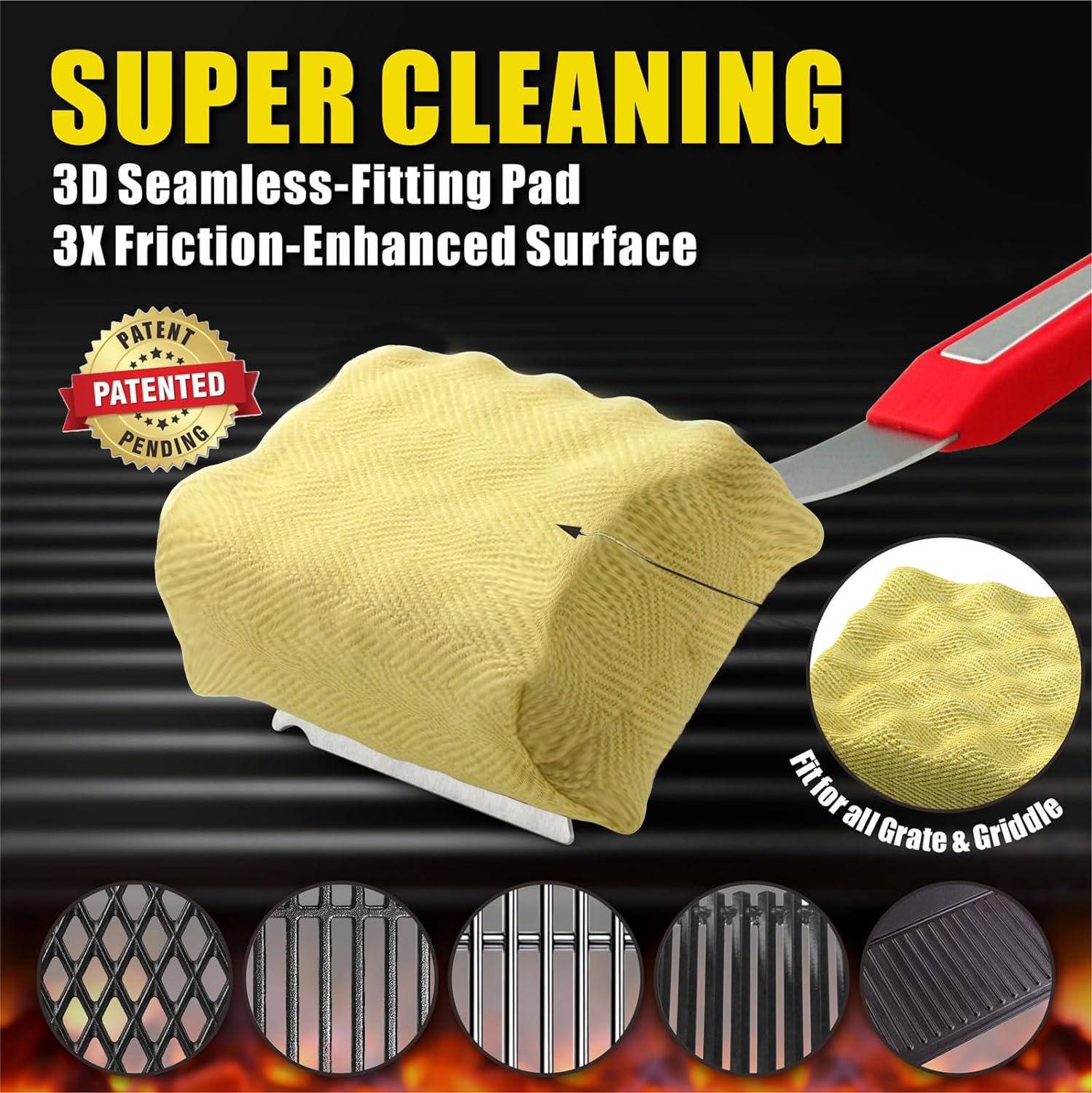 Grillart Grill Brush Bristle Free, Replaceable Bbq Cleaning Pad (No Handle), Safe Replacement Cleaning Pad/Head For Cast Iron/St