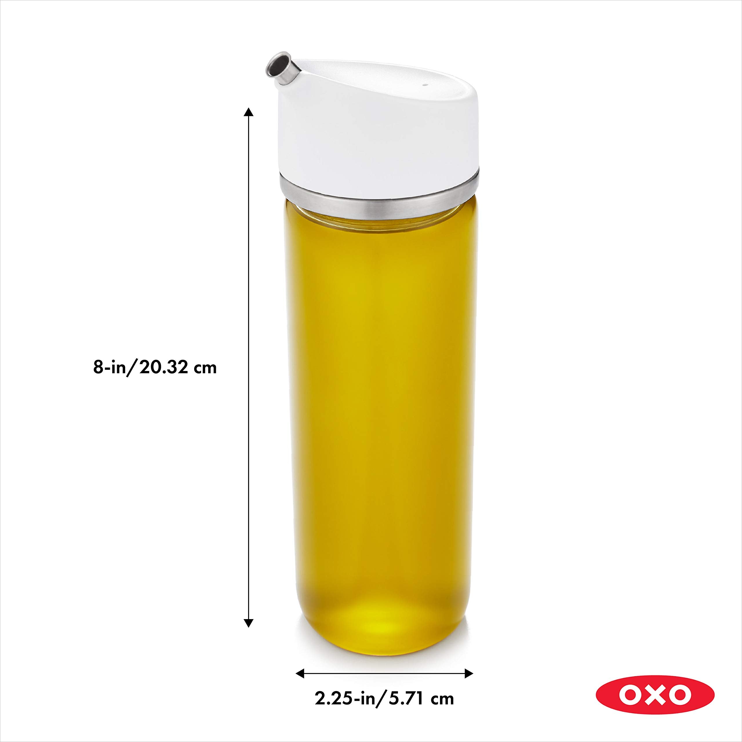 Oxo Good Grips Precision Pour Glass Dispenser Set, 2 Piece Oil & Vinegar Set, Clear, White