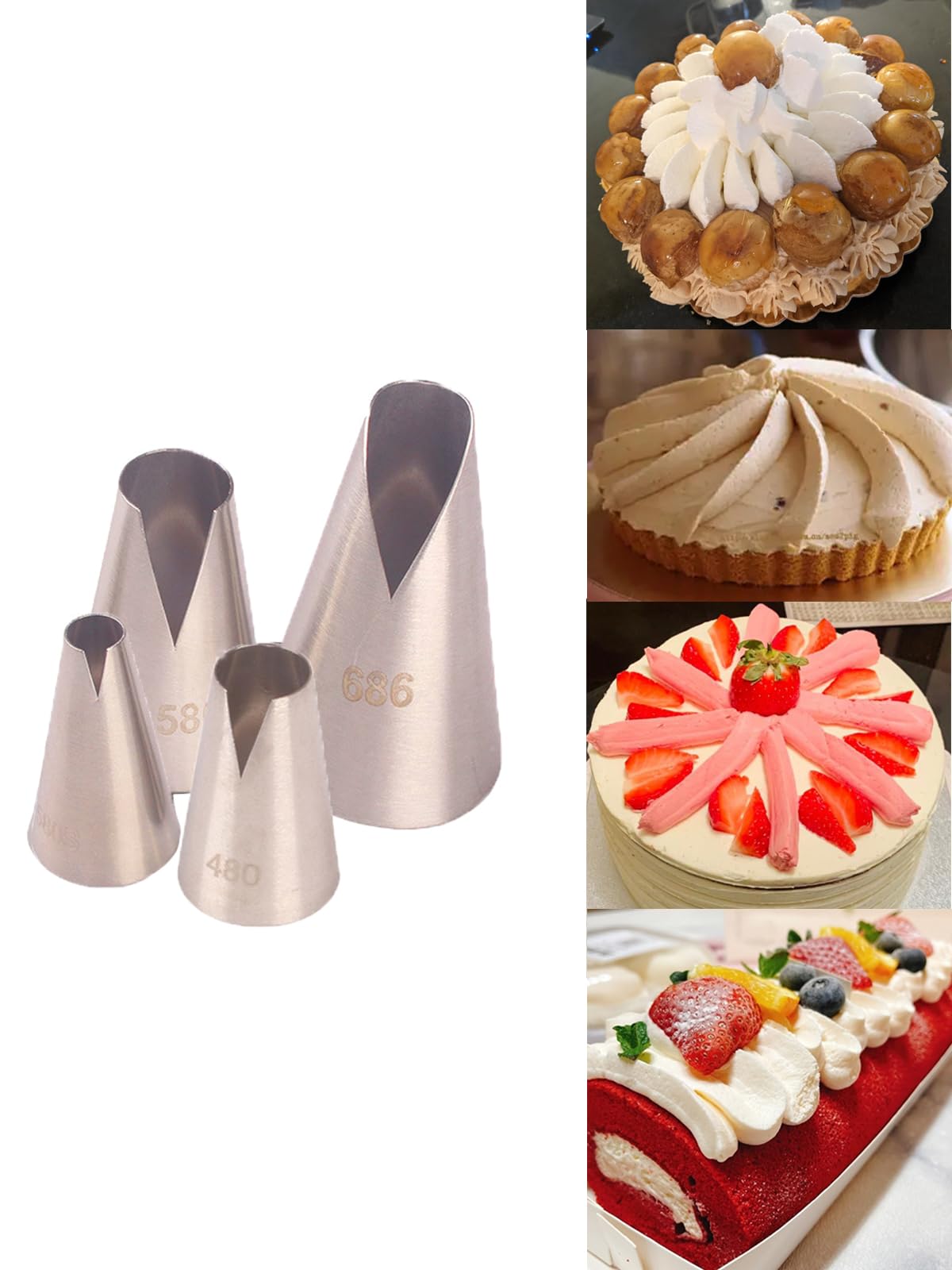 Saint Honore Piping Tips,Enhance Your Pastry Creations With V Wave Pastry Tips Nozzles (4 Pcs)