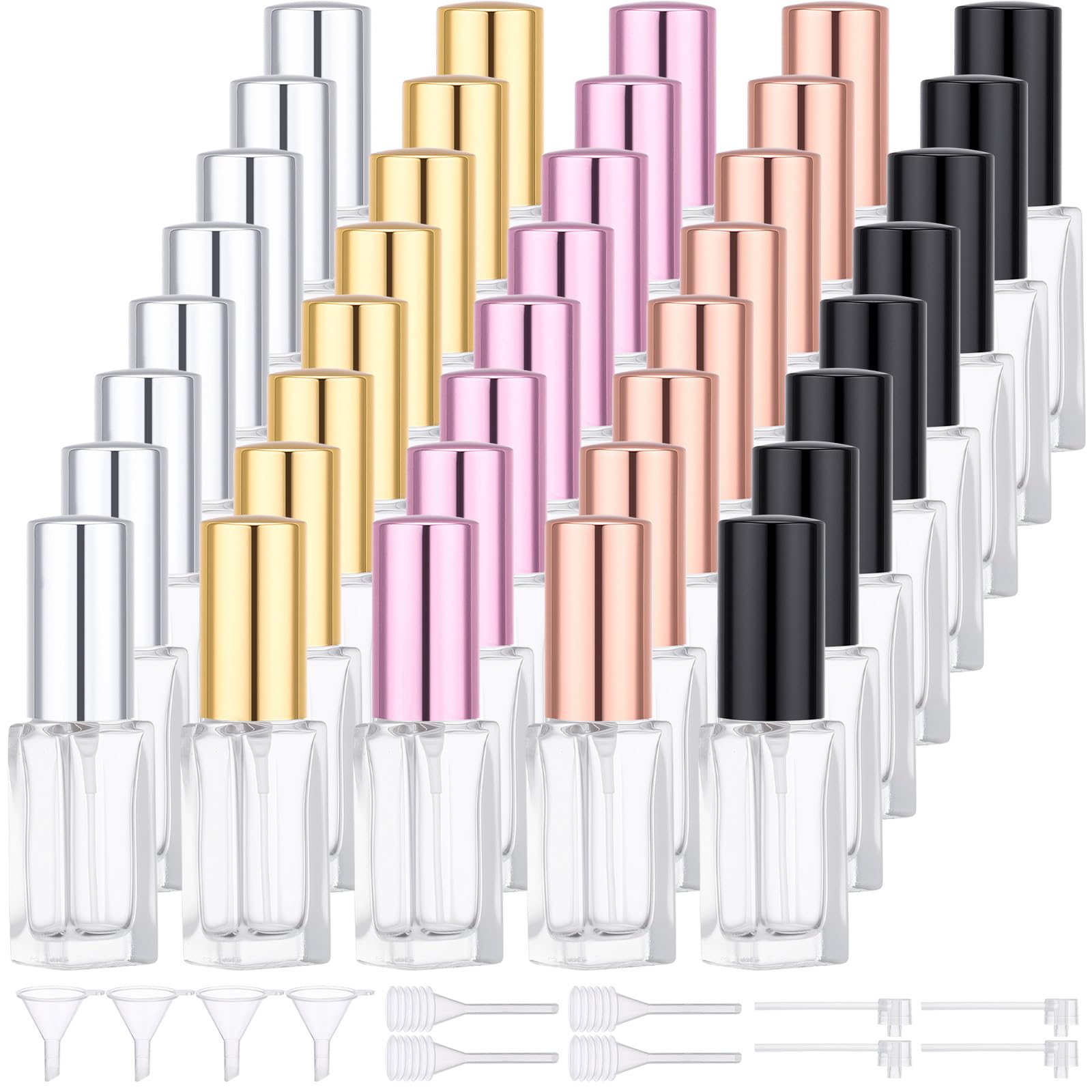 Segbeauty 40pcs 0.17oz Perfume Travel Refillable Bottle, Mini Glass Perfume Atomizer, 5ml Bulk Travel Cologne Sprayer with Refil