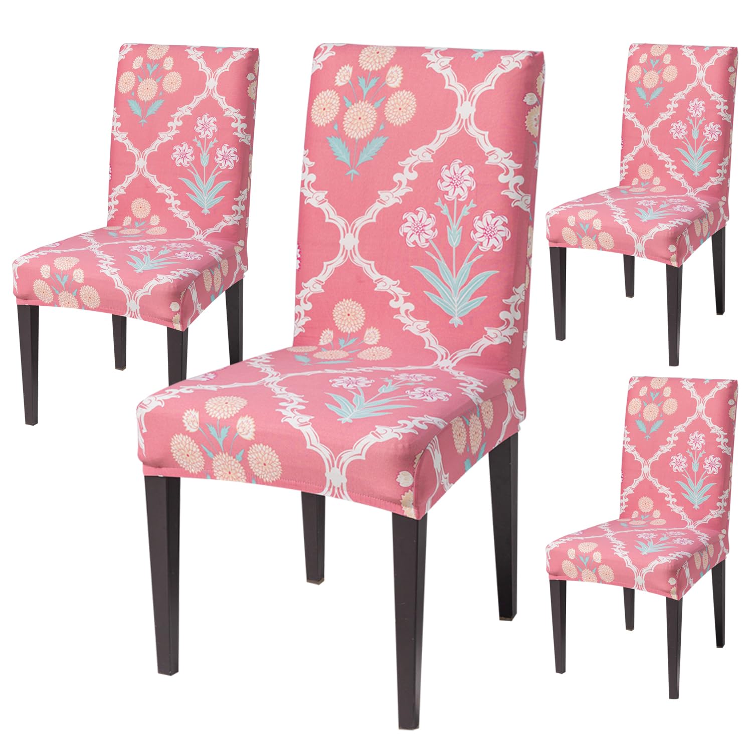 House Of Quirk Elastic Chair Cover Stretch Removable Washable Short Dining Chair Cover Protector Seat Slipcover (Pack Of 4, Dust