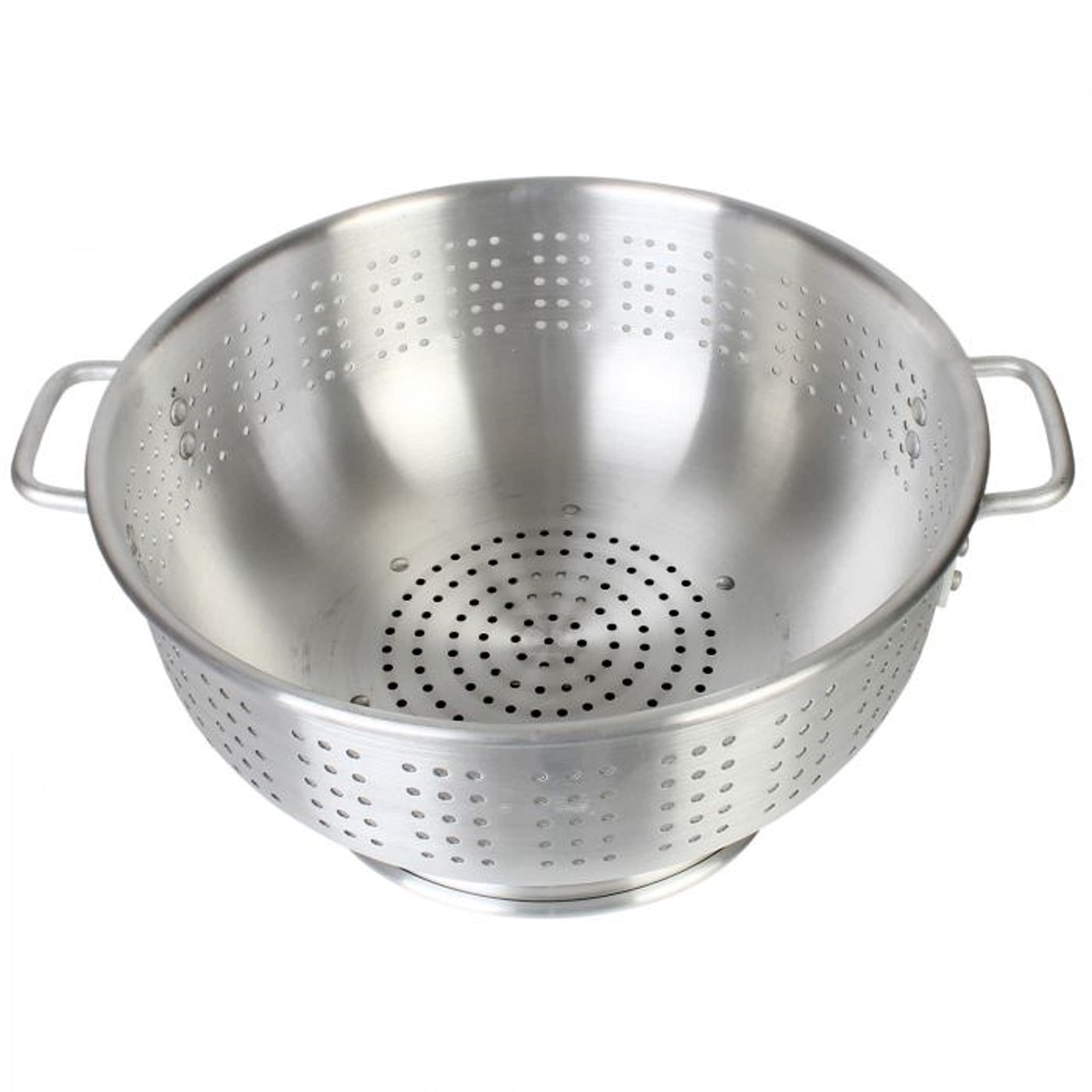 Truecraftware-12 Quart Heavy Duty Colander With Handles And Stable Base Aluminum- Pasta Spaghetti Berry Fruit Vegetable Kitchen