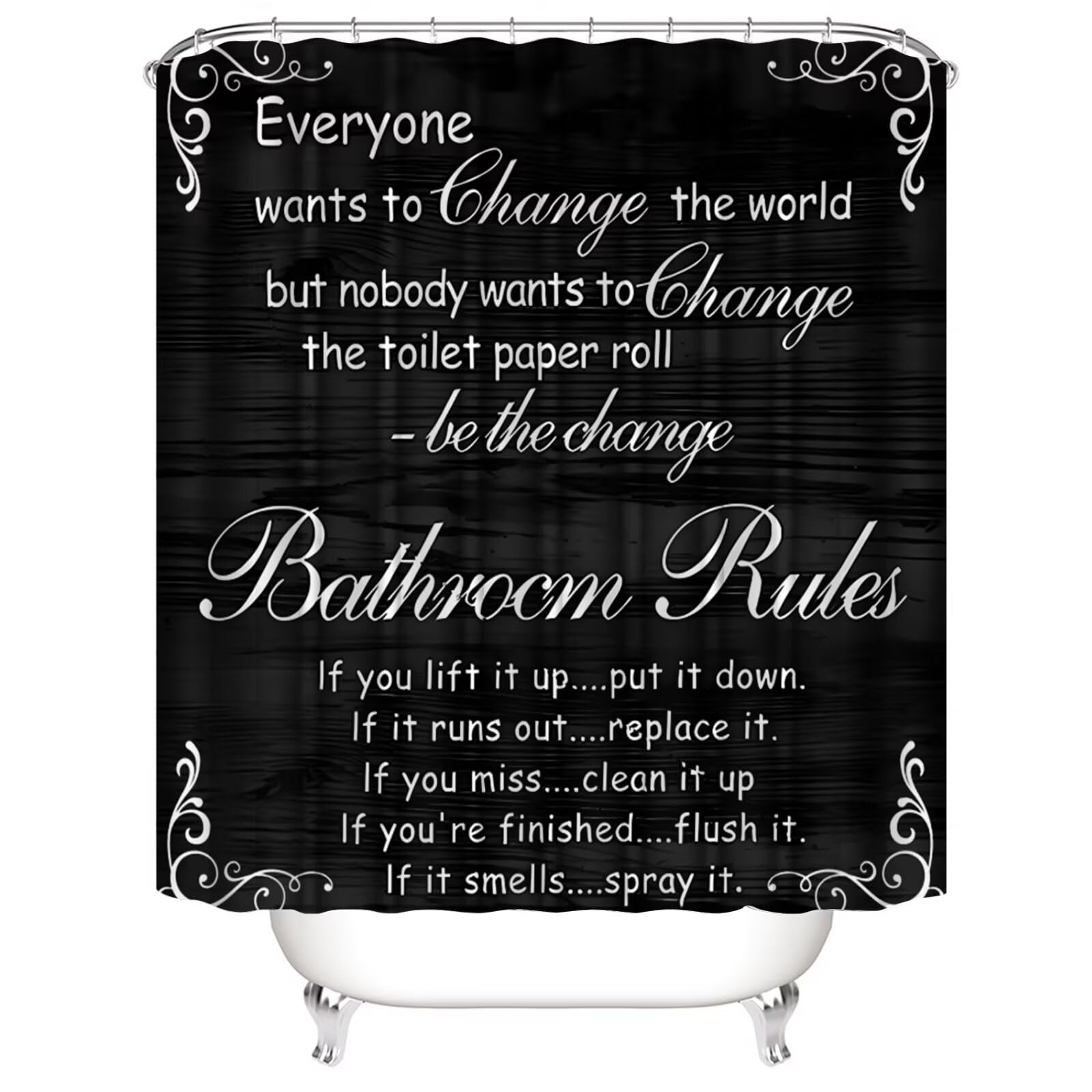 Azhm Black Spellbook Shower Curtain Set Home Bathroom Set With Shower Curtain And Rugs And Accessories Bathroom Decor Curtain Wi