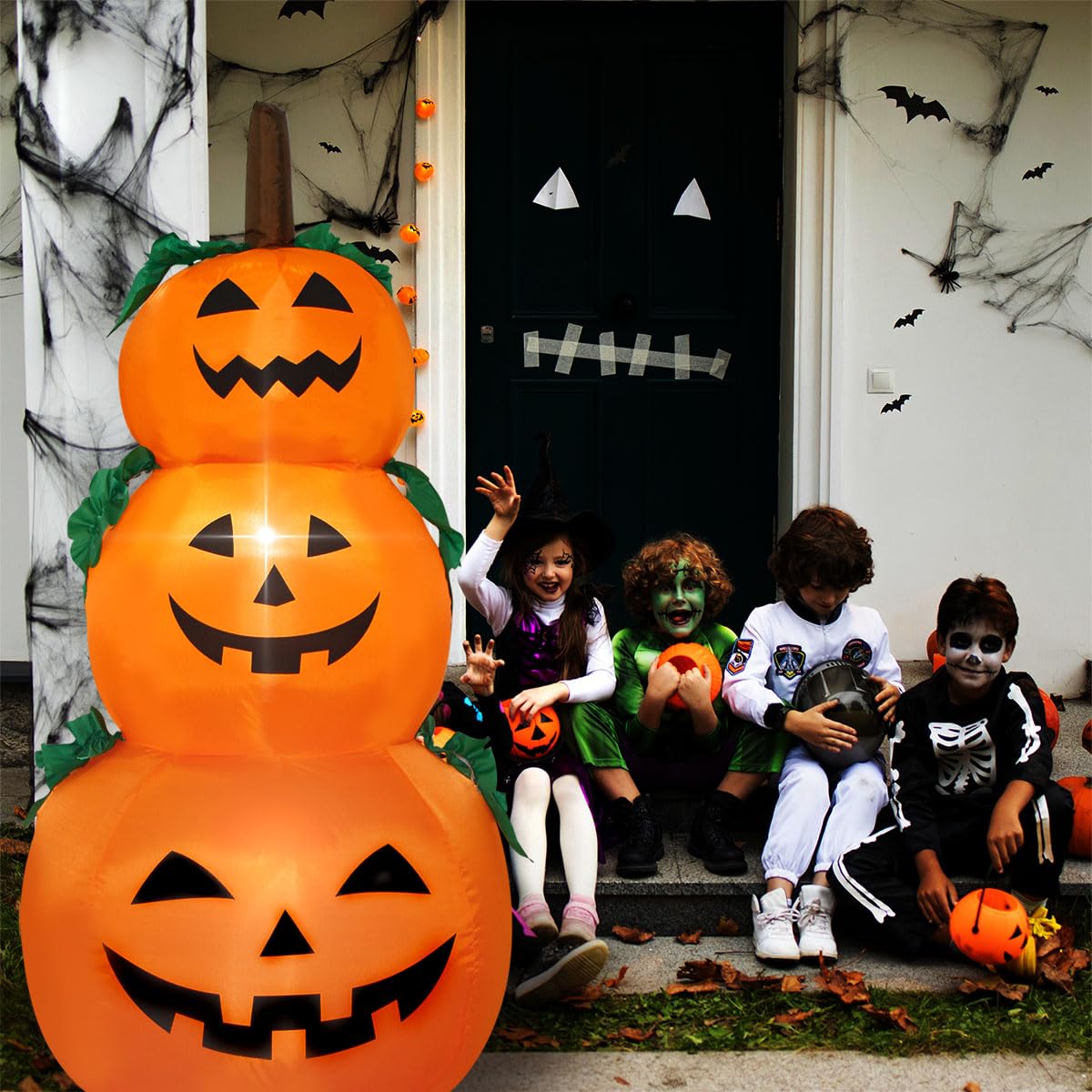 Decfine Halloween Blow up Inflatable Pumpkin Decoration-Lighted Inflatable Pumpkin for Home Yard Garden Indoor and Outdoor Decor