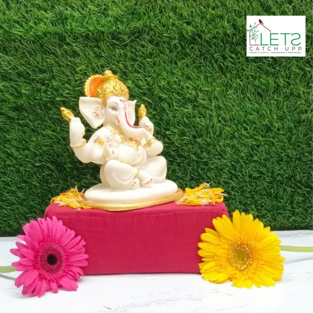 Lets Catch Upp Ganesh Statue & Ganapati Showpiece | God Statue & Lord Ganesha Murti | Decorative Car Dashboard, Home Decor, Livi