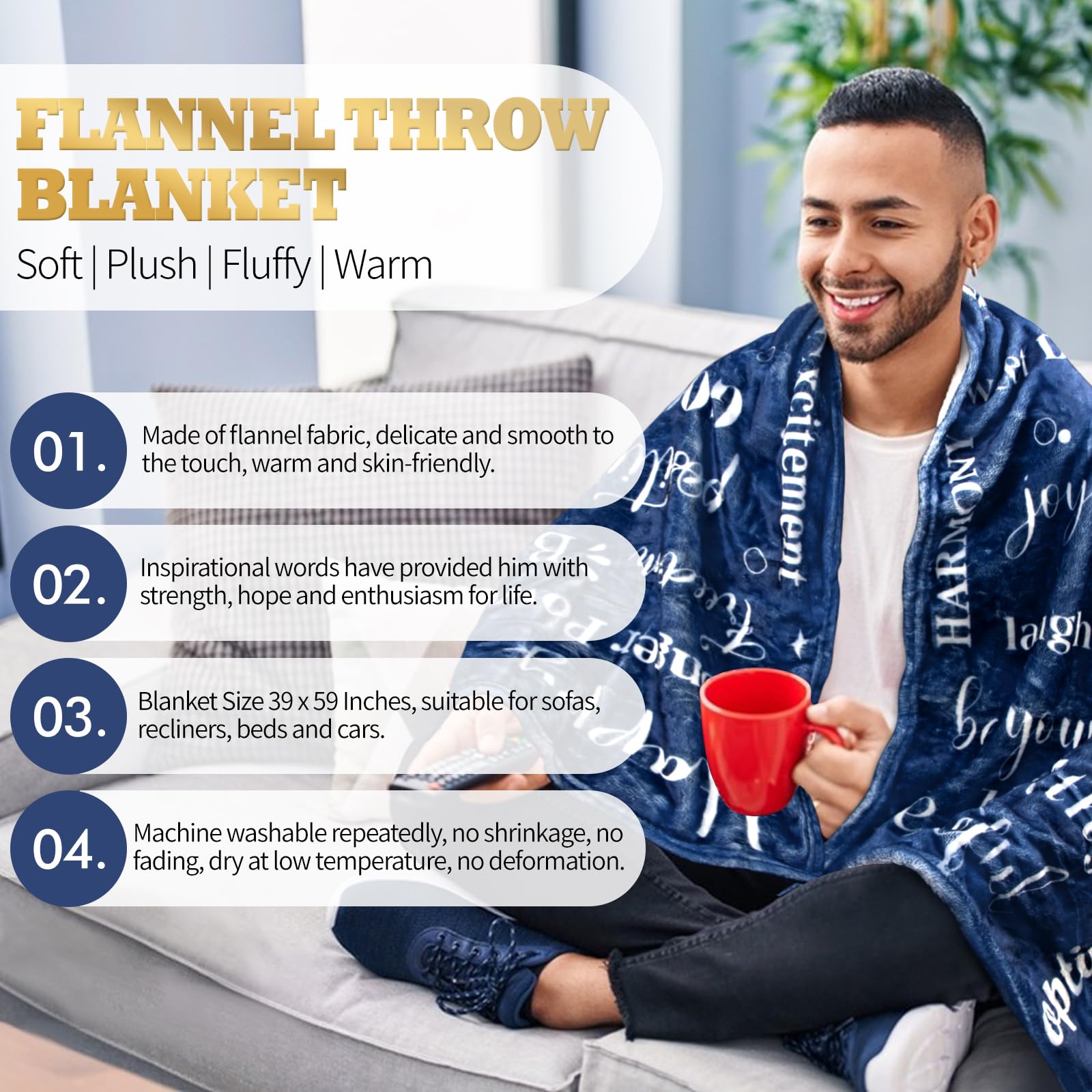 Get Well Soon Gifts for Men, Care Package for Men Get Well Gift Basket with Inspirational Blanket Socks Comfort Items for After