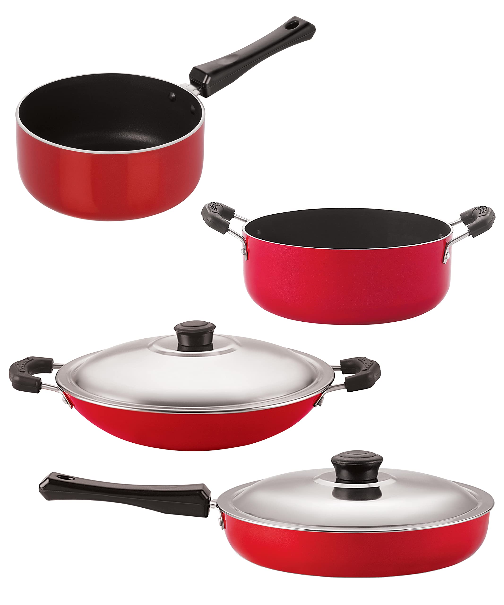 Nirlon Kitchen Accessories For Cooking Non Stick Aluminium Cookware Set Of 4 Pieces (Fp12_Sp(M)_Ac_Cs24)