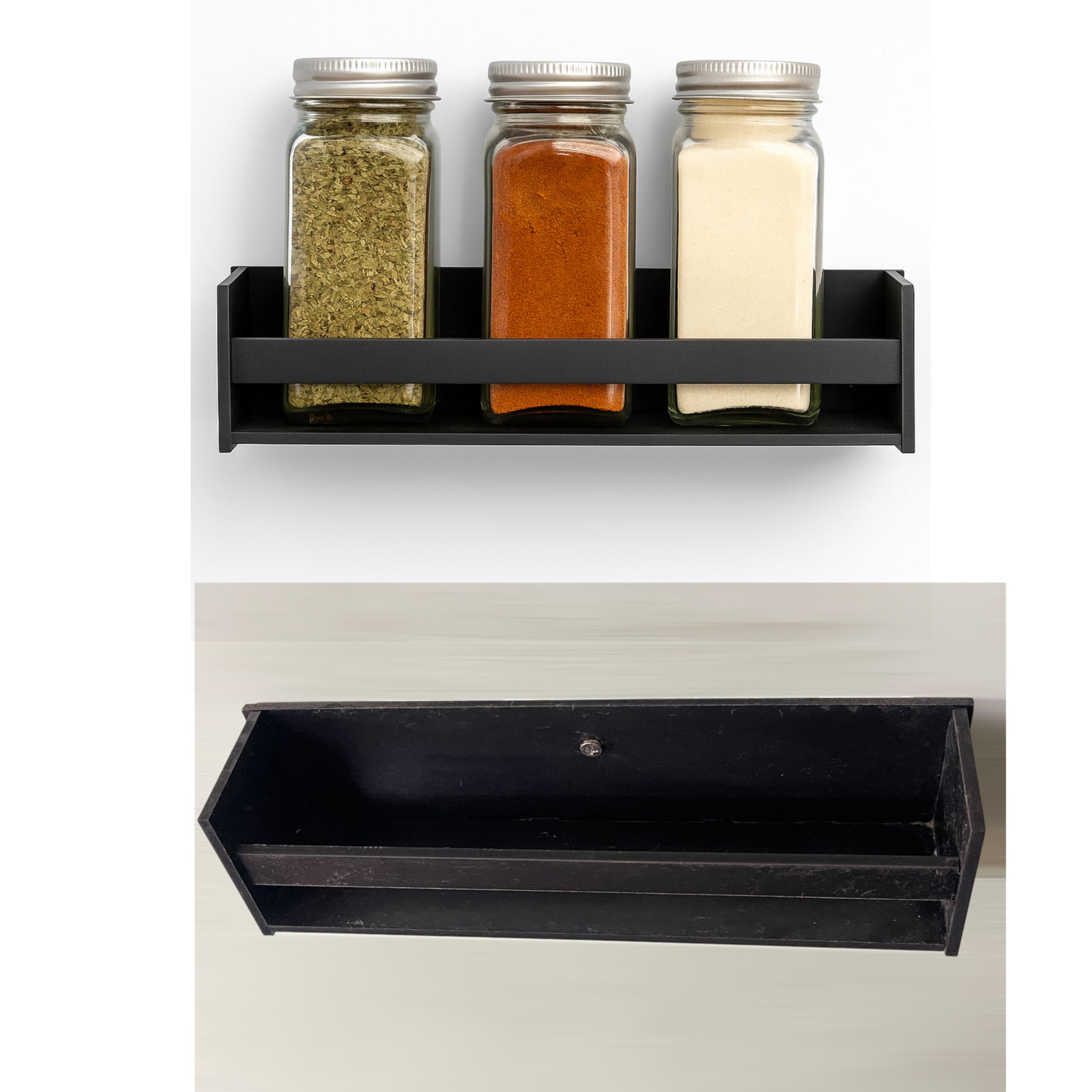 Zaveza Wall Mount Spice Rack Organizer, 38 Cm Black Shelf, Kitchen Storage Holder, SpaceSaving Designspice Rack Organizer Wall 