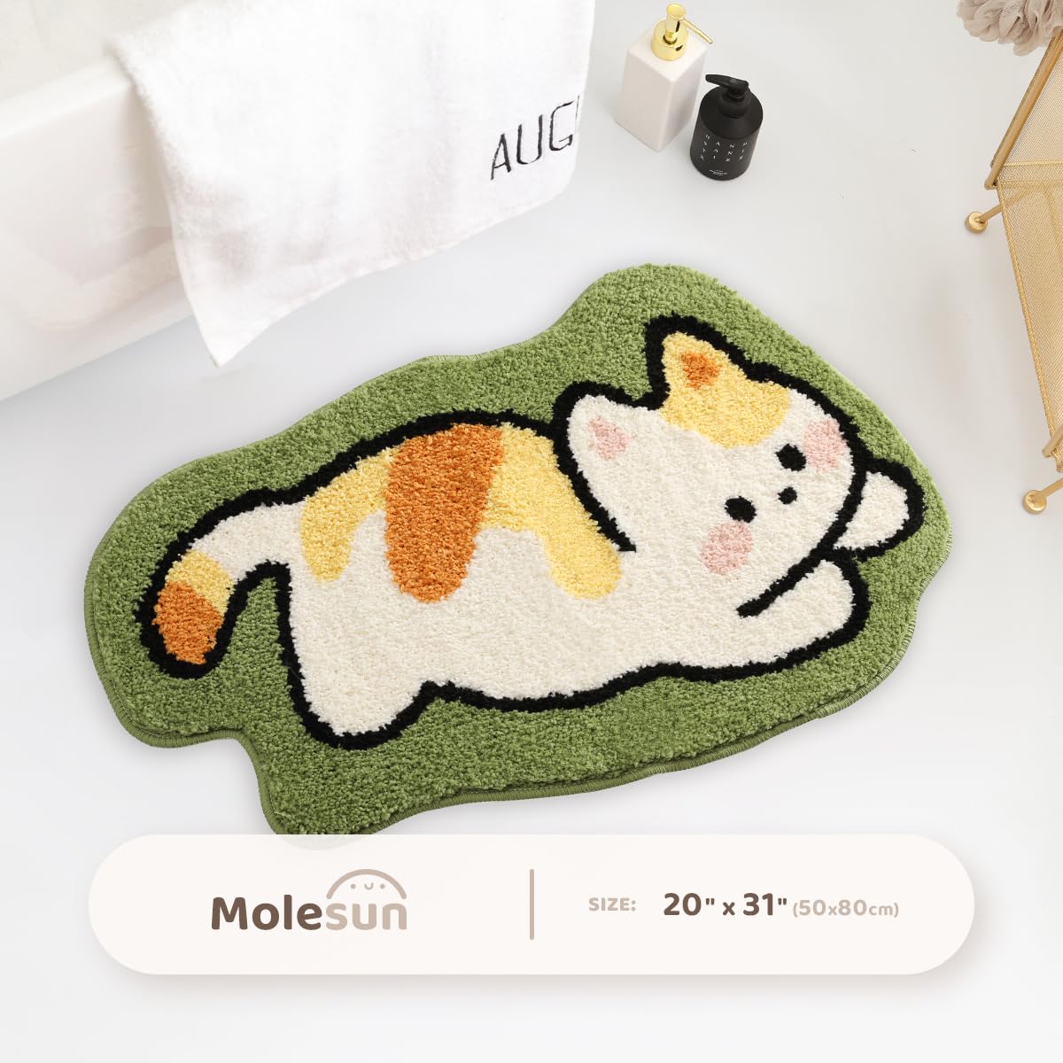 Bear Bathroom Rug Cute Bath Mat, Plush Microfiber Soft Shower Rug Non-Slip Bath Rug Water Absorbent Thick Shaggy Floor Mats, Mac
