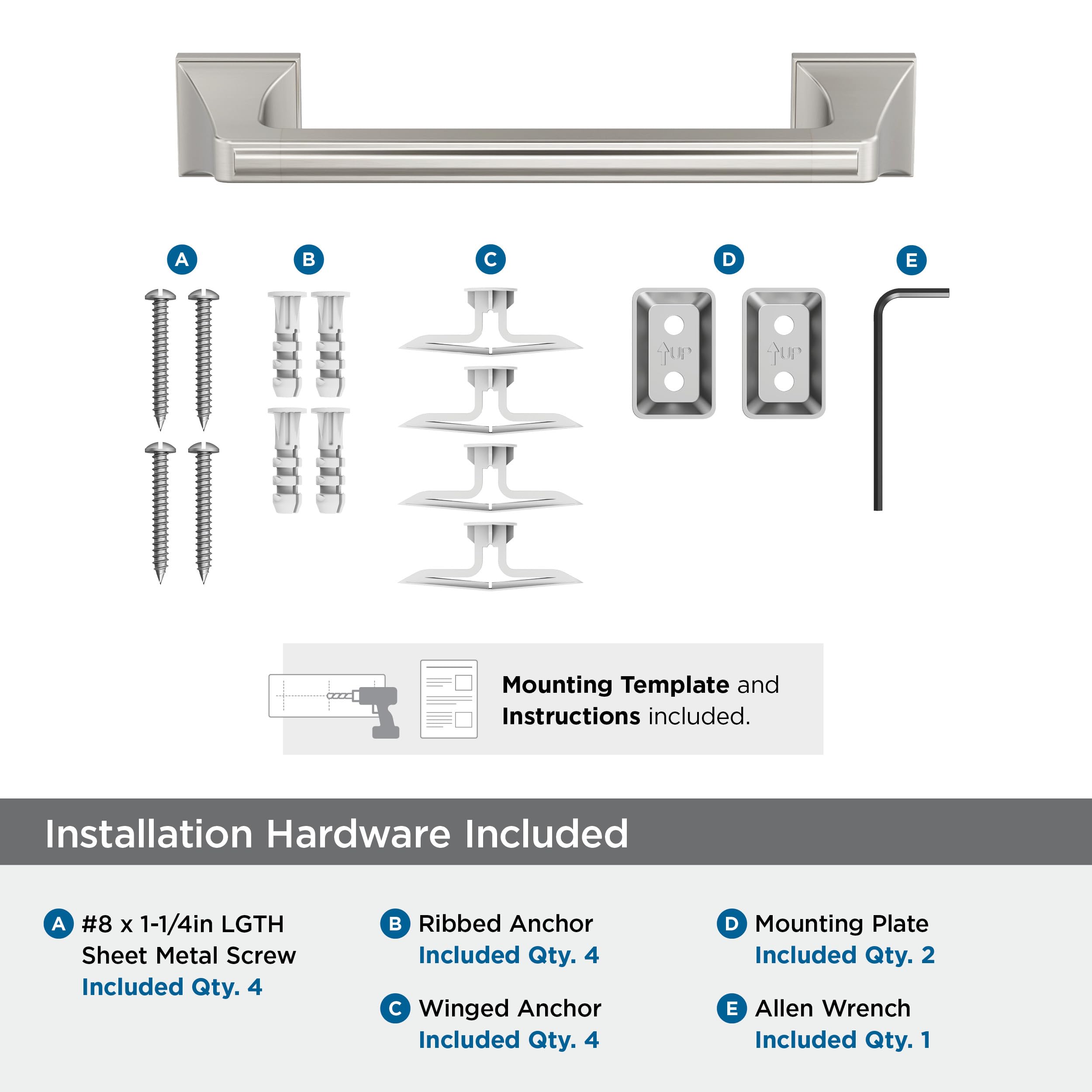 Amerock Mulholland Brushed Nickel 9 Inch (229Mm) Towel Bar, Bh36025G10