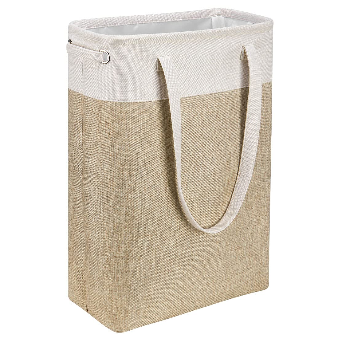 I Bkgoo Laundry Basket With Handles Beige&Khaki-Slim Laundry Bin Collapsible Dirty Clothes Basket Narrow Laundry Bag Foldable Di