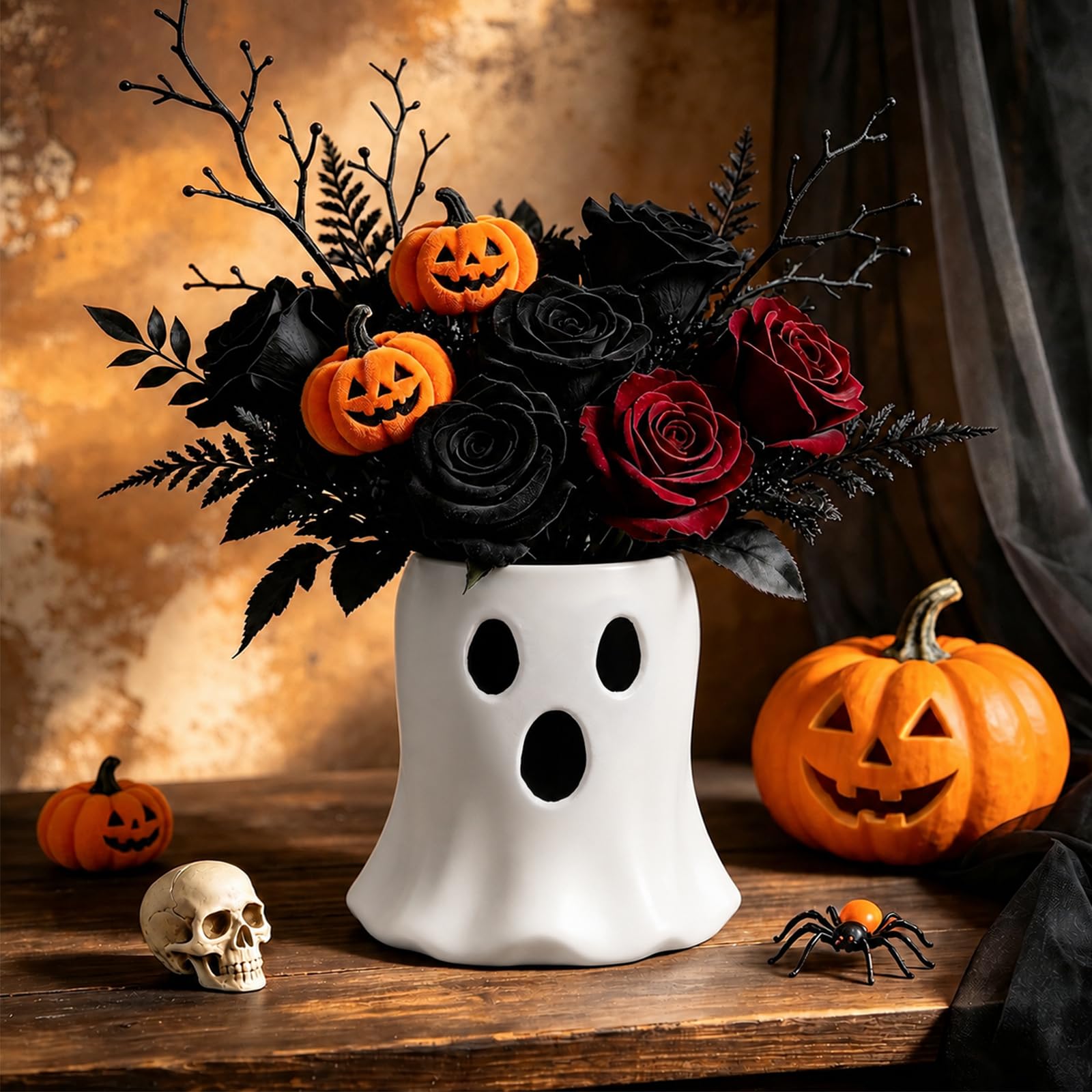 JarThenaAMCS Ghost Shaped Resin Utensil Holder, Halloween Kitchen Decor