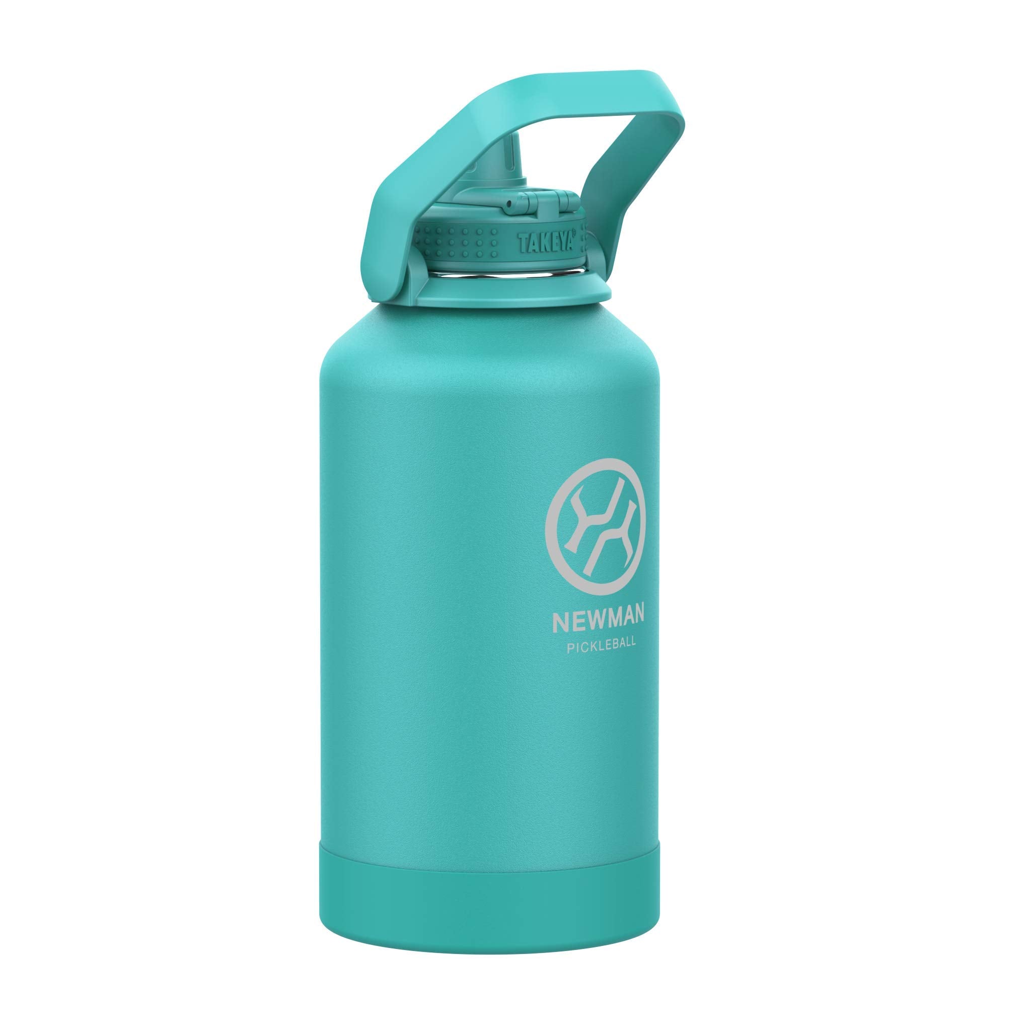 Takeya Pickleball Stainless Steel Insulated Water Bottle With Choice Of Lid And Carry Handle, 64 Ounce, Dropshot Teal
